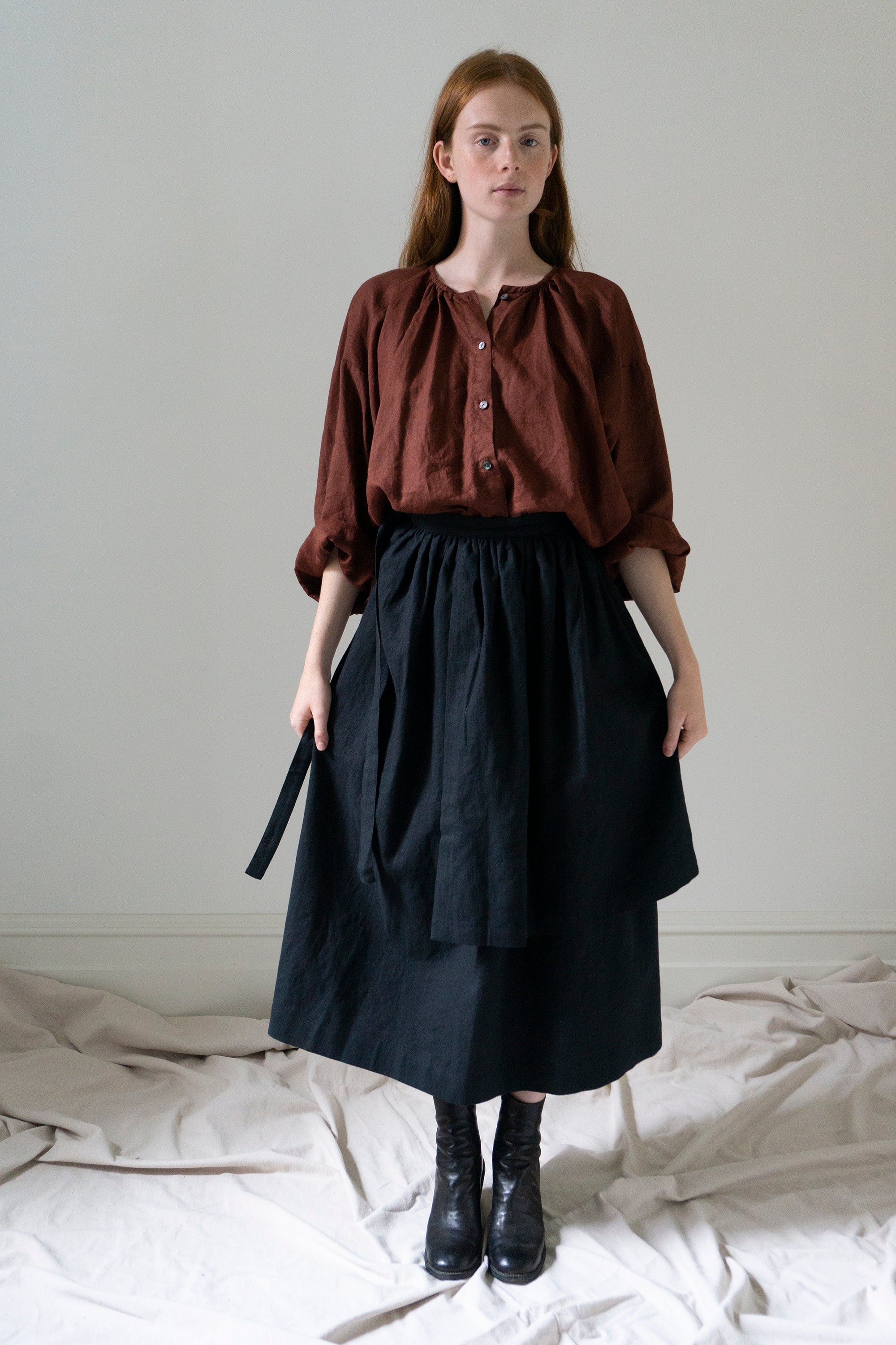 Solange Linen Skirt - Black