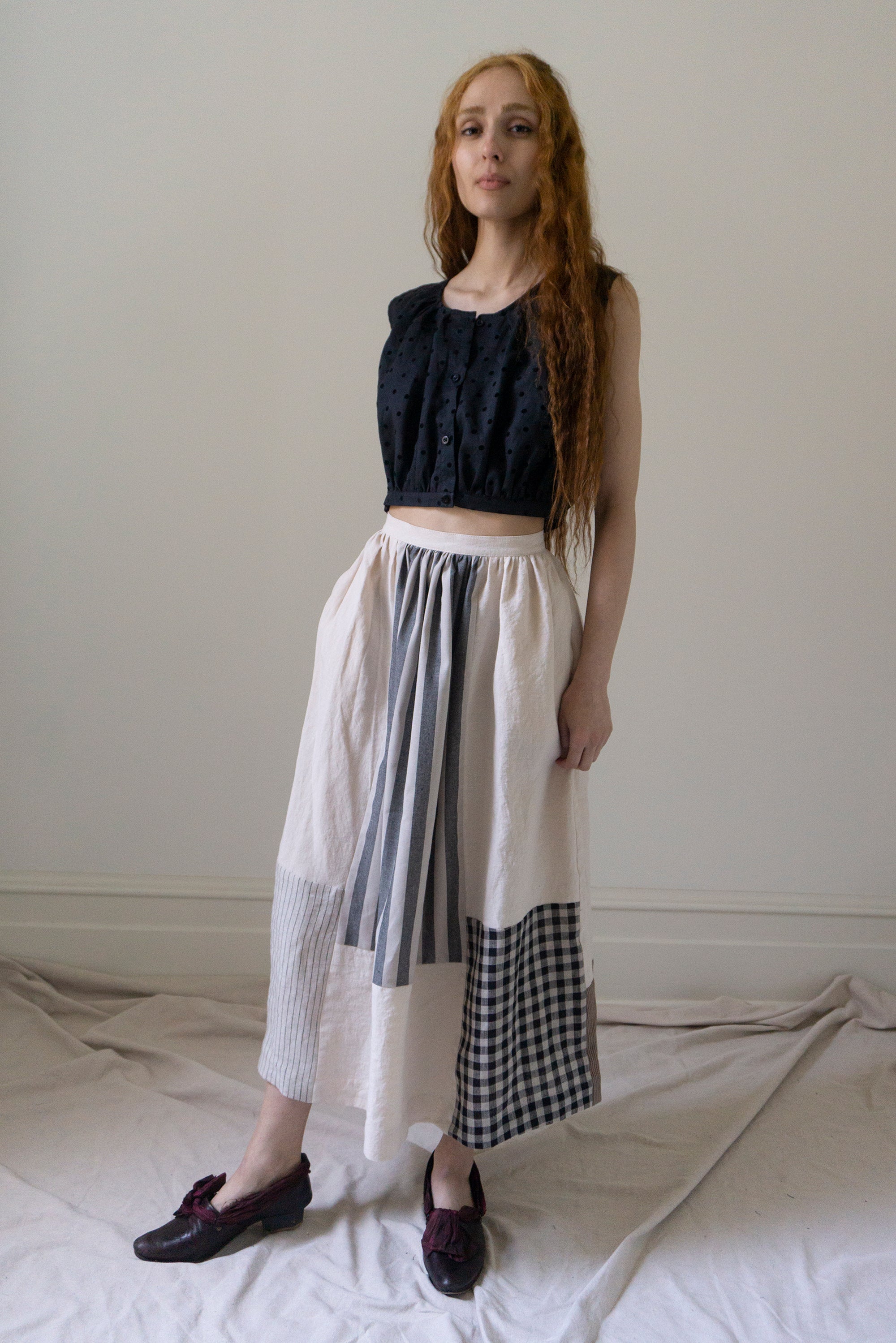 Patchwork Skirt - Powder, Stripes & Gingham
