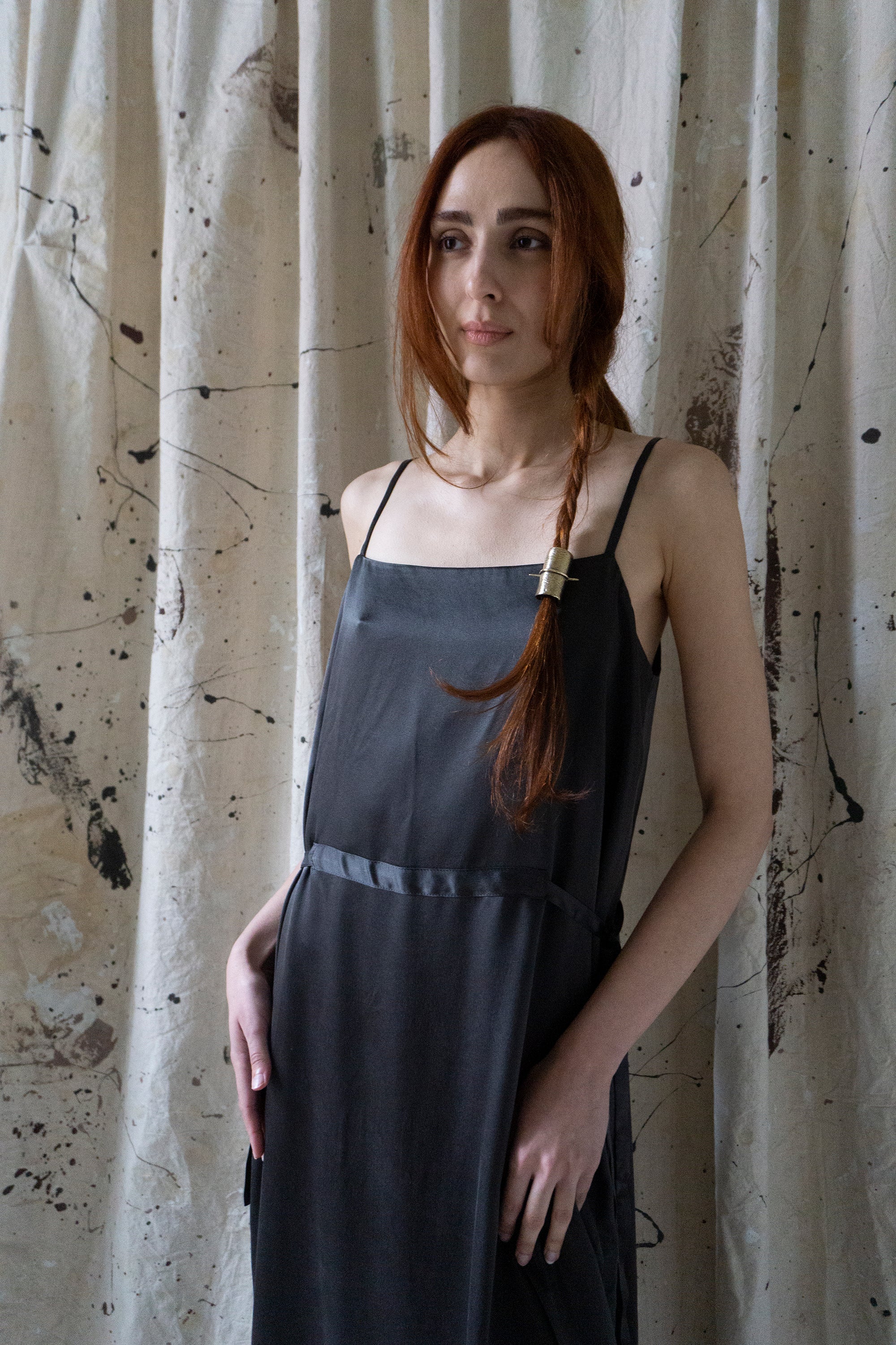 Prune Dress - Graphite Silk Charmeuse