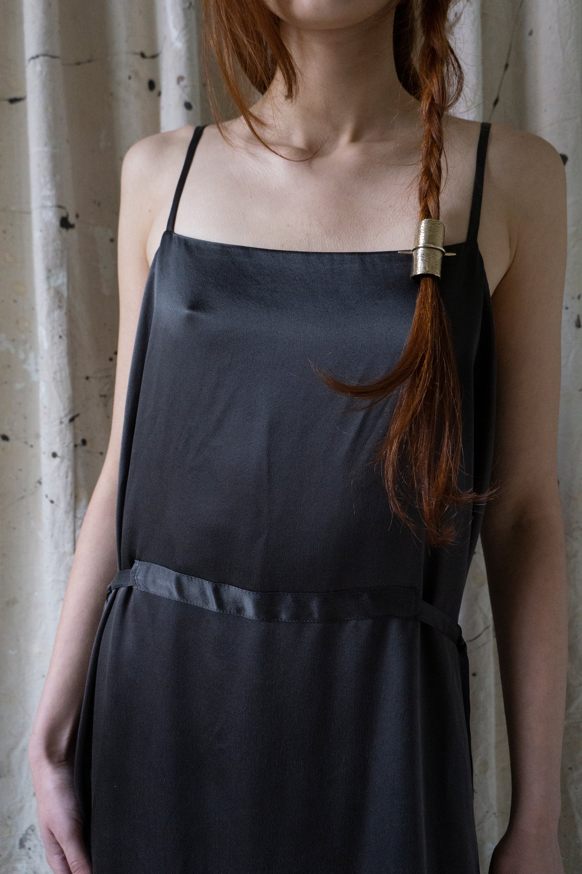 Prune Dress - Graphite Silk Charmeuse