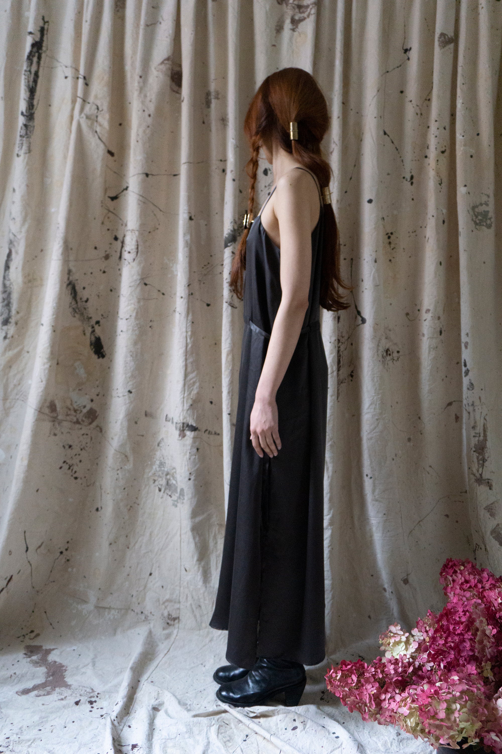 Prune Dress - Graphite Silk Charmeuse