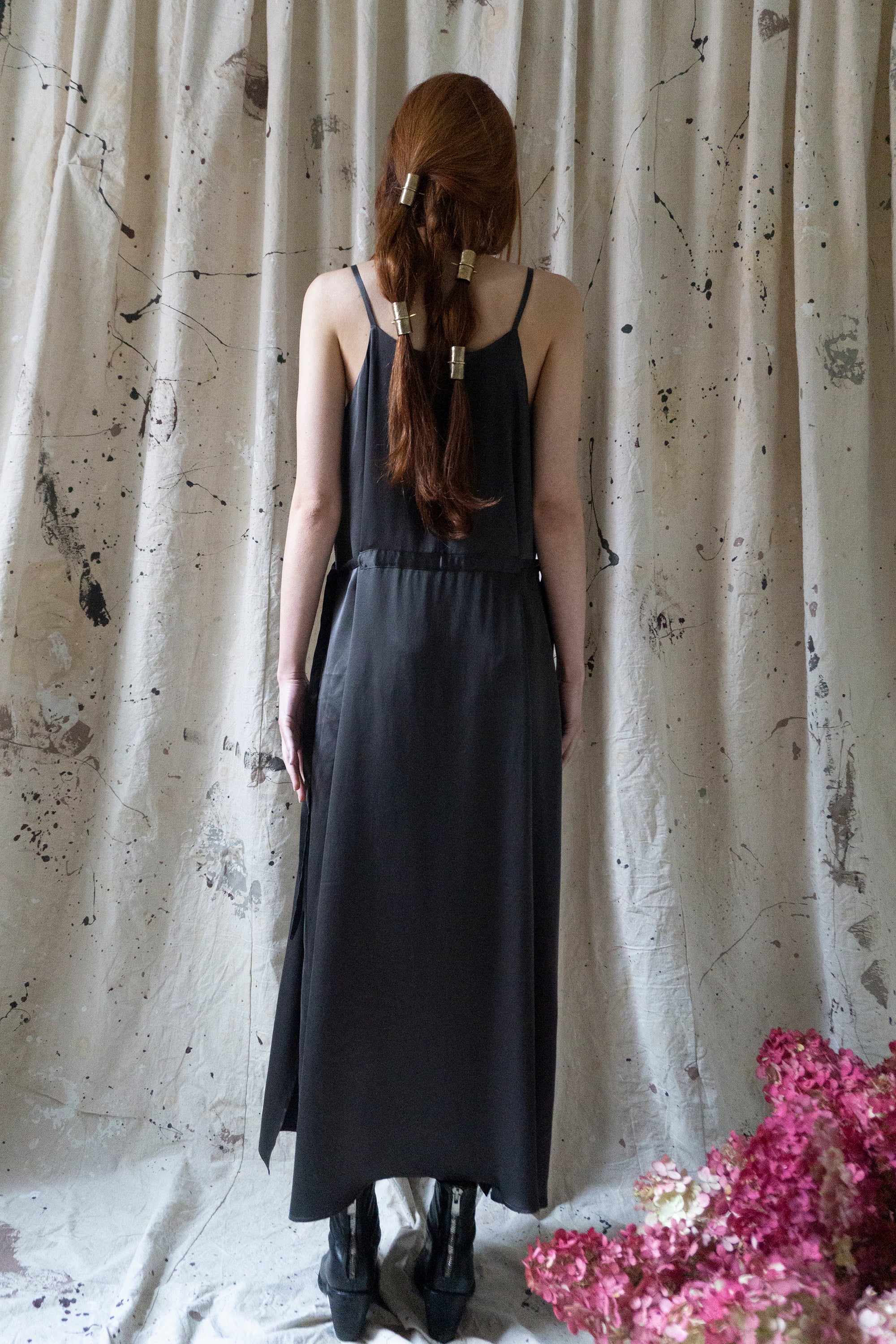 Prune Dress - Graphite Silk Charmeuse
