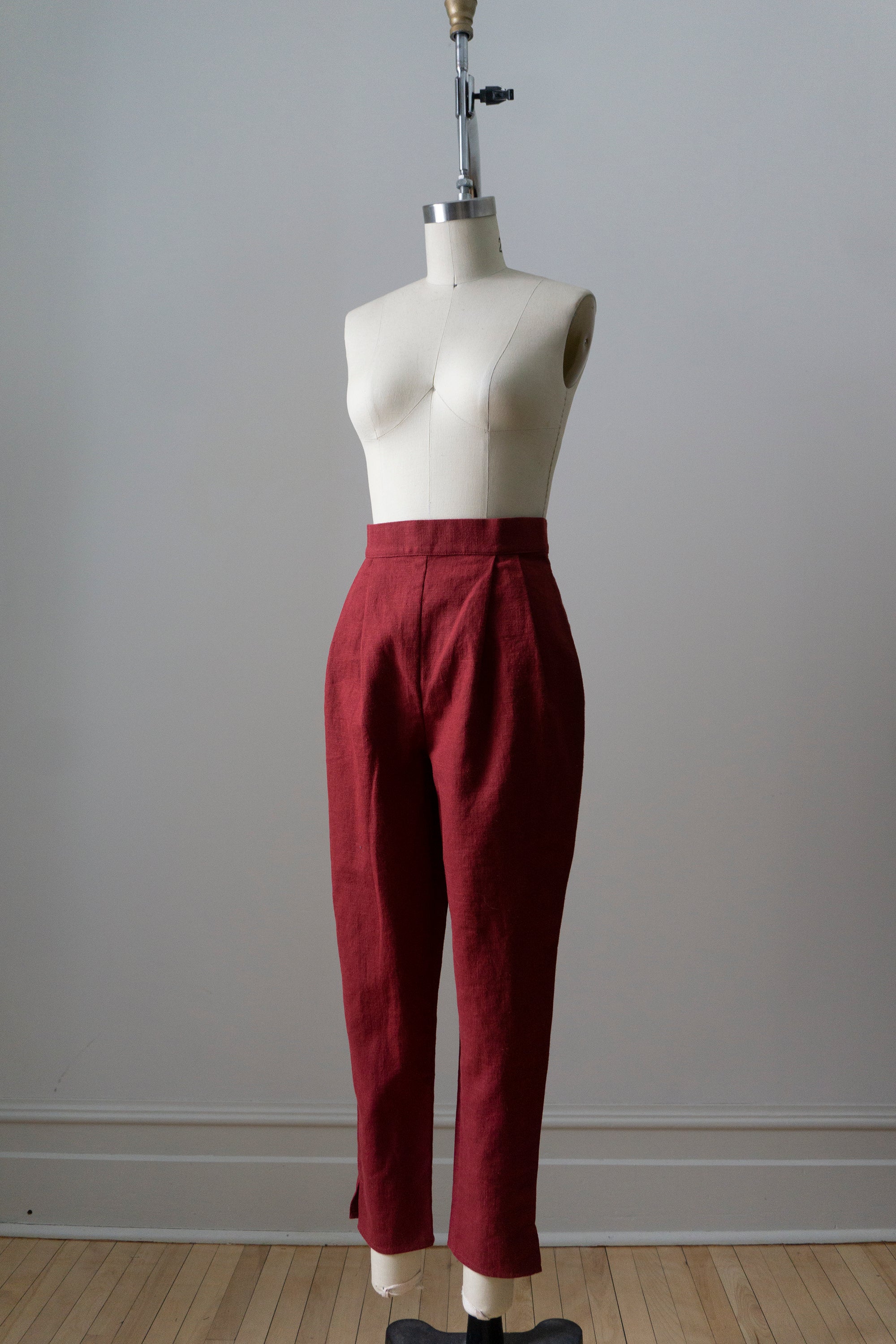 Simone Linen Trousers - Crimson (SIZE S)