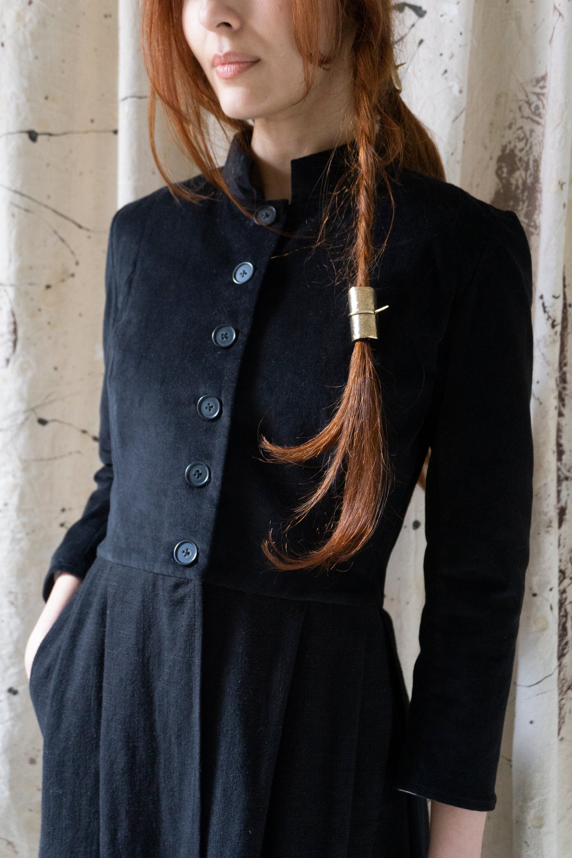 Roisin Jacket - Black Velvet & Linen