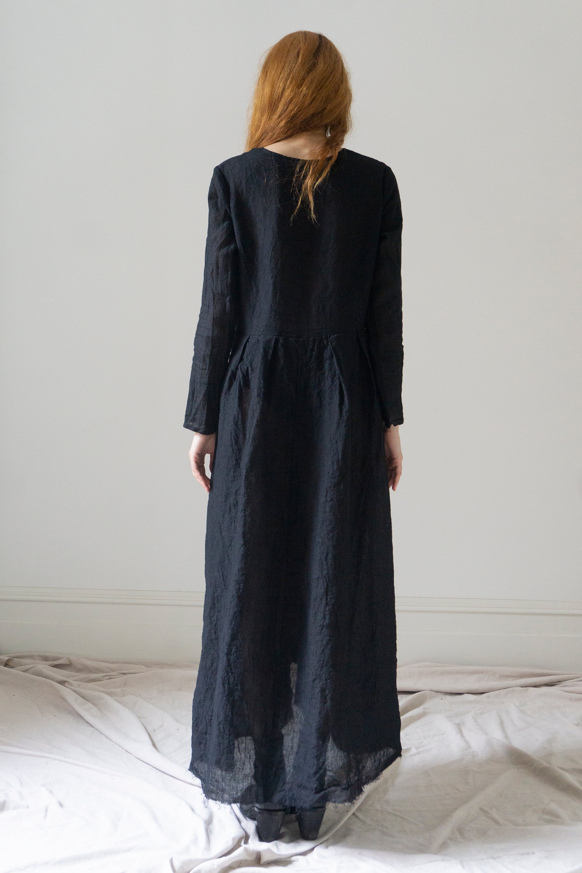 Robe Seraphina - Mousseline noire à pois
