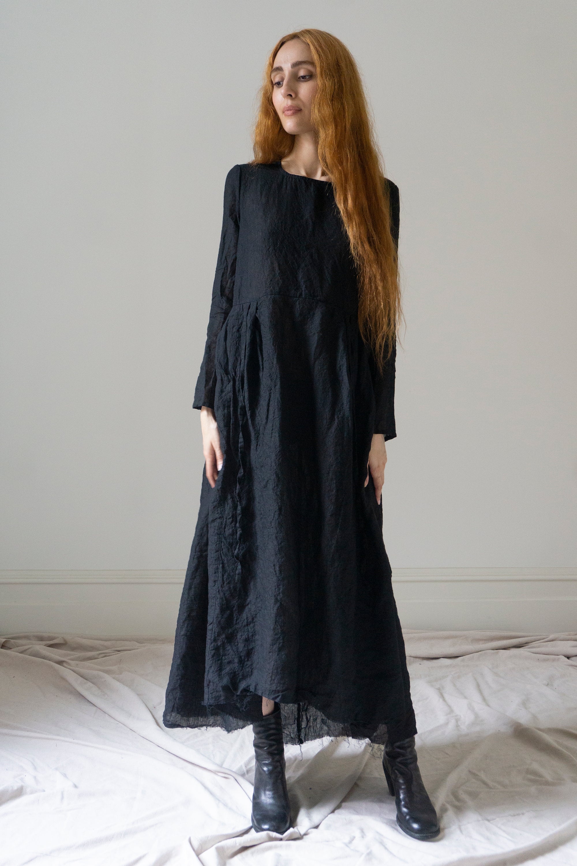 Robe Seraphina - Mousseline noire à pois