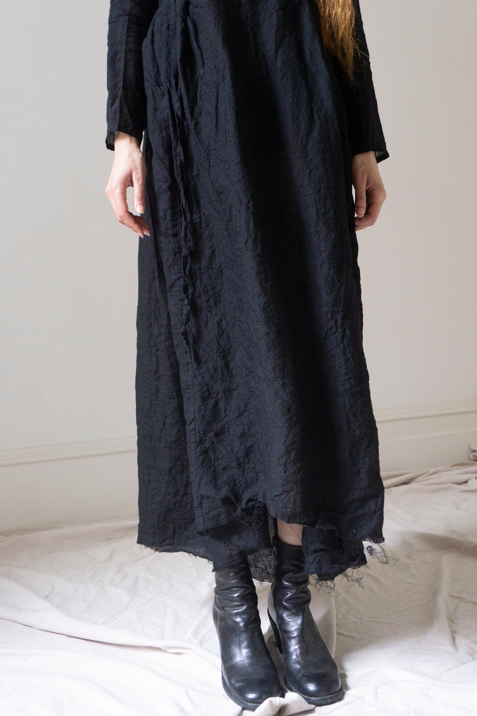 Robe Seraphina - Mousseline noire à pois