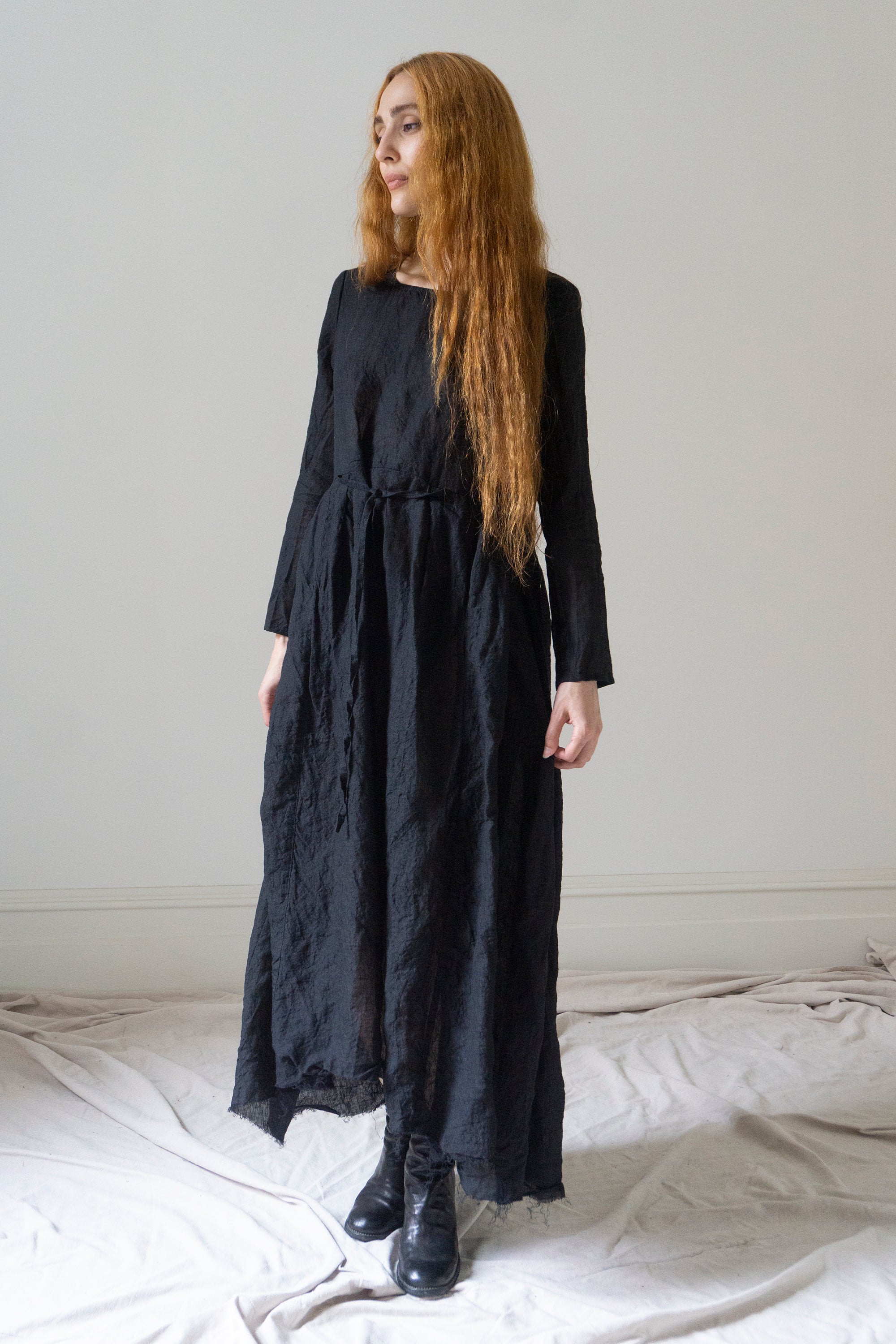 Robe Seraphina - Mousseline noire à pois
