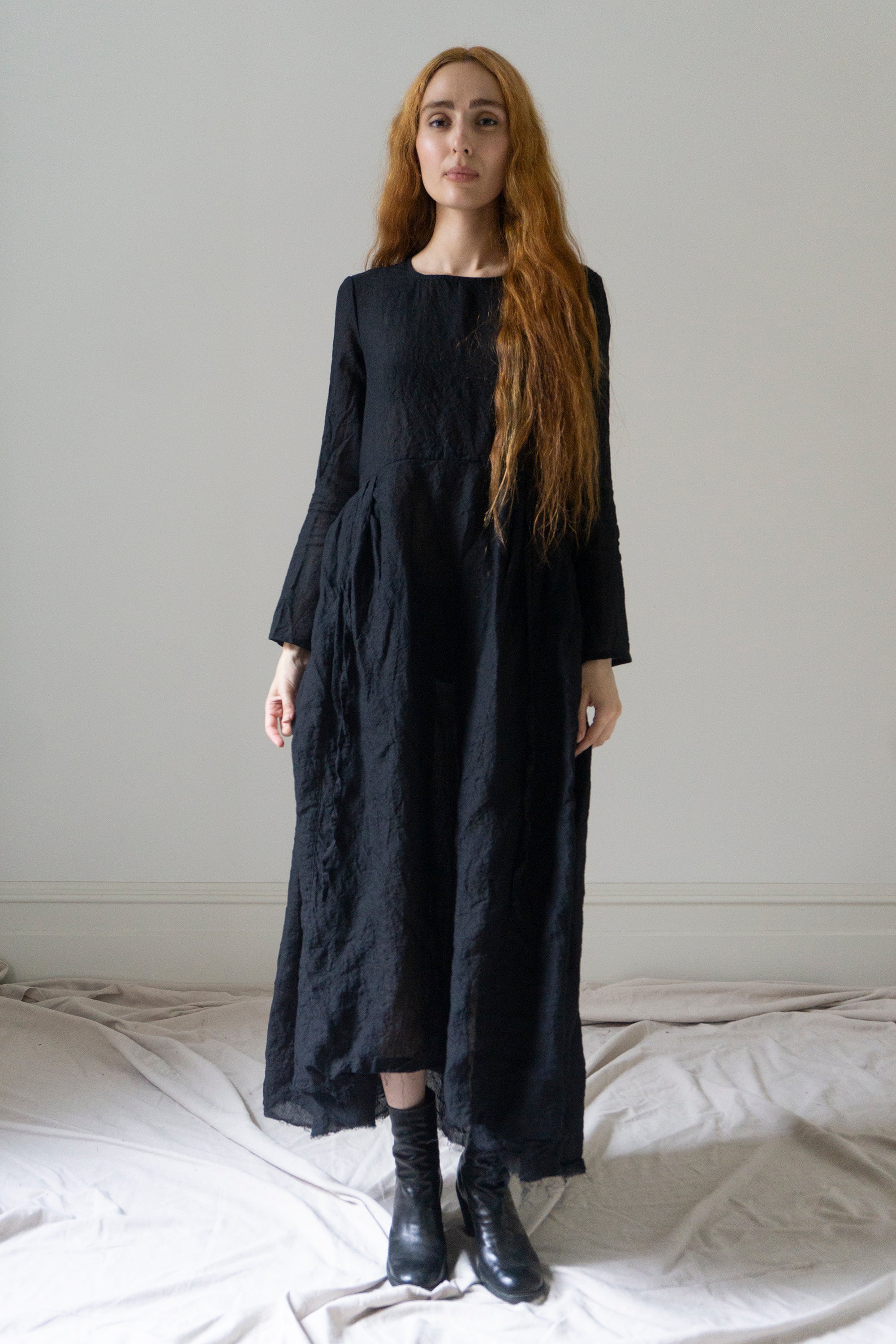 Robe Seraphina - Mousseline noire à pois