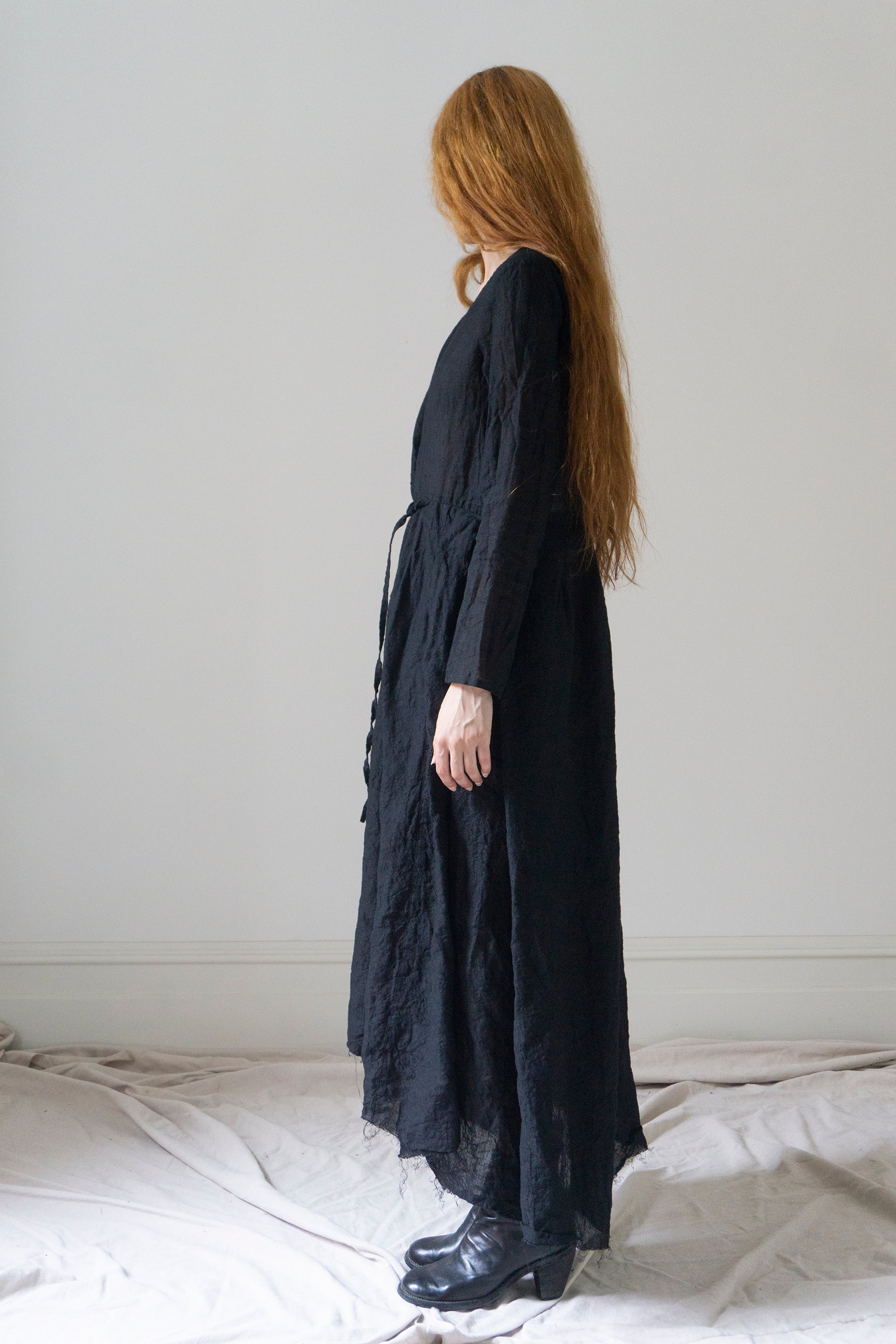 Robe Seraphina - Mousseline noire à pois