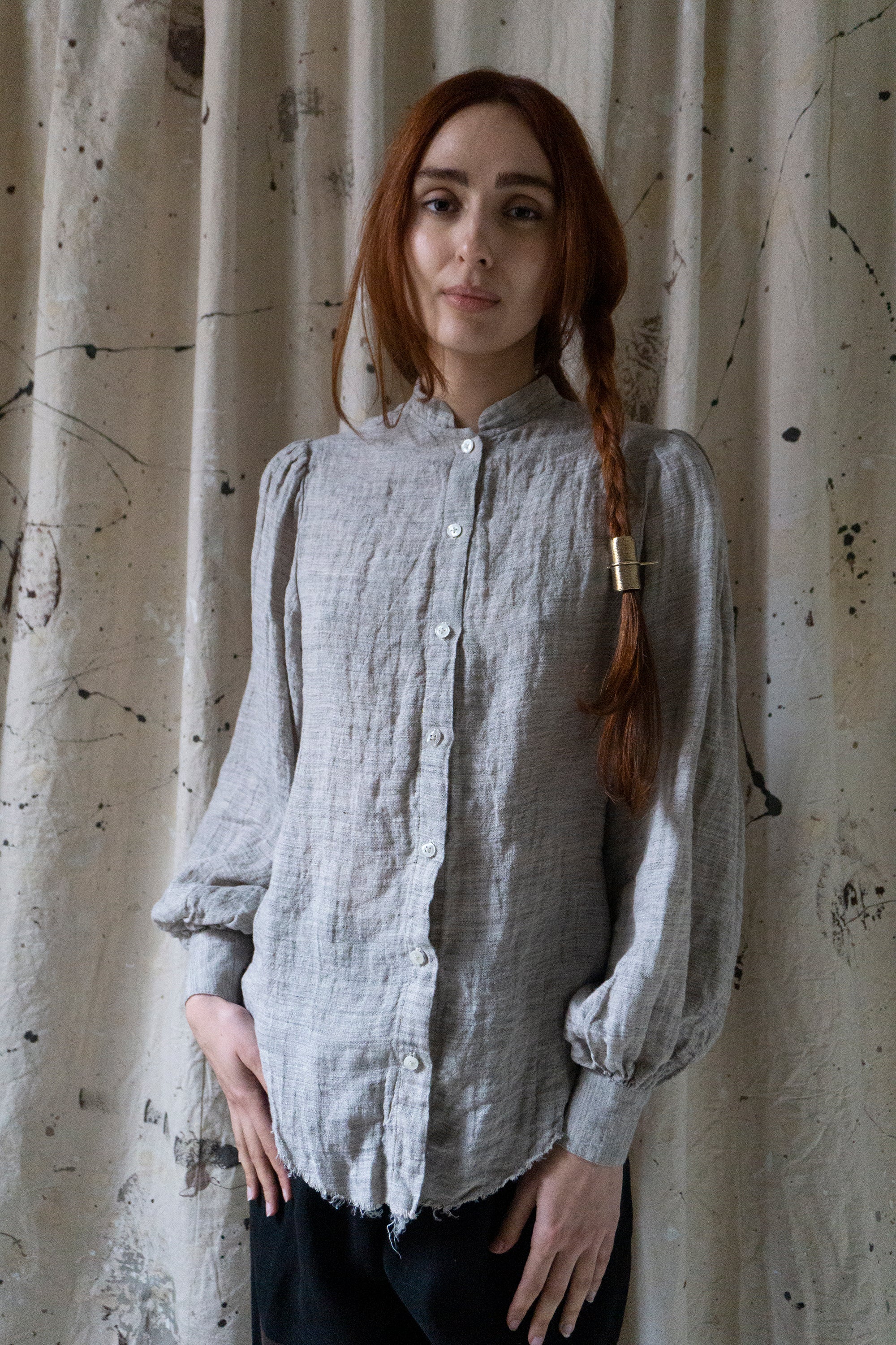 Sibylle Linen Blouse - Pale Yarn Dye