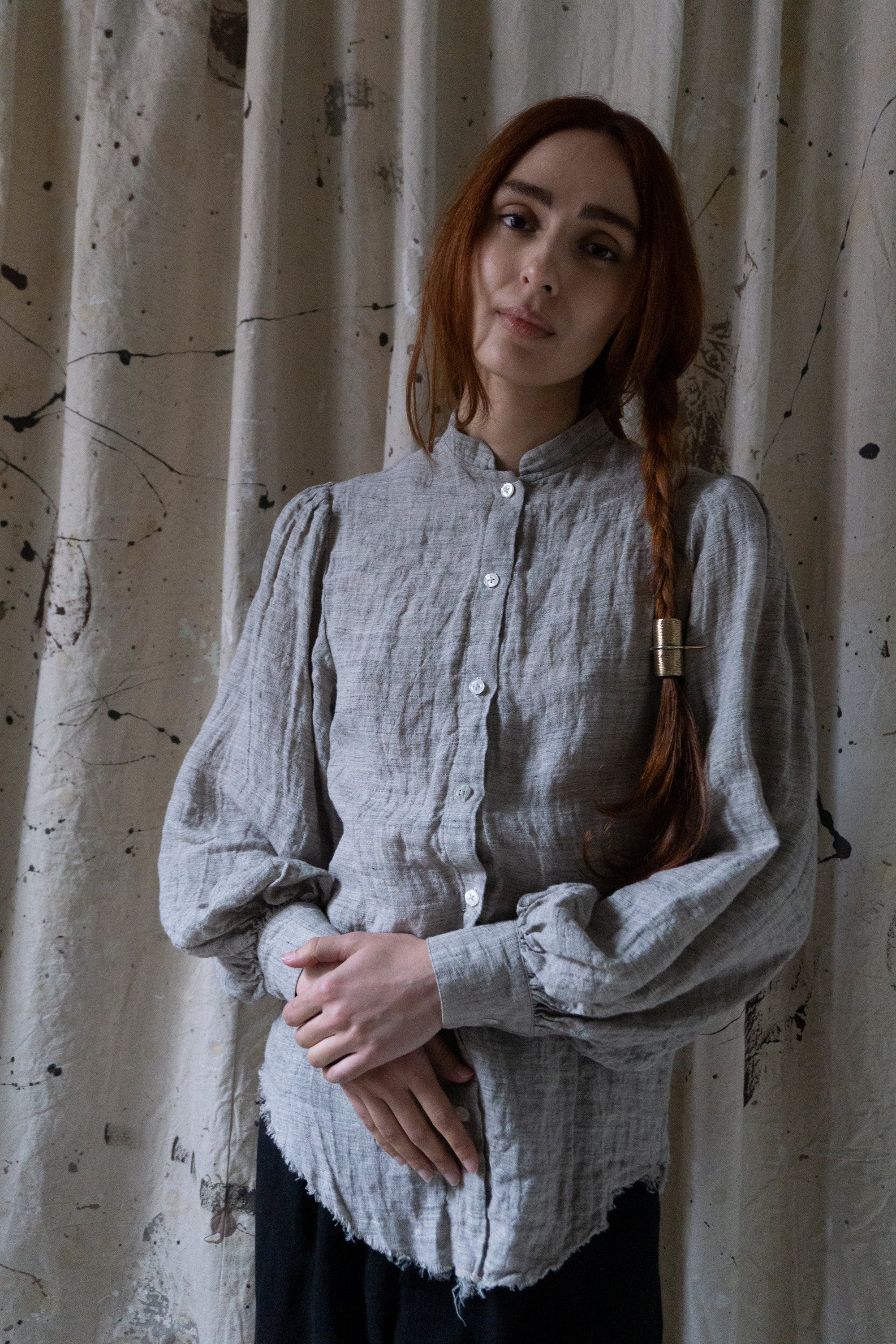 Sibylle Linen Blouse - Pale Yarn Dye