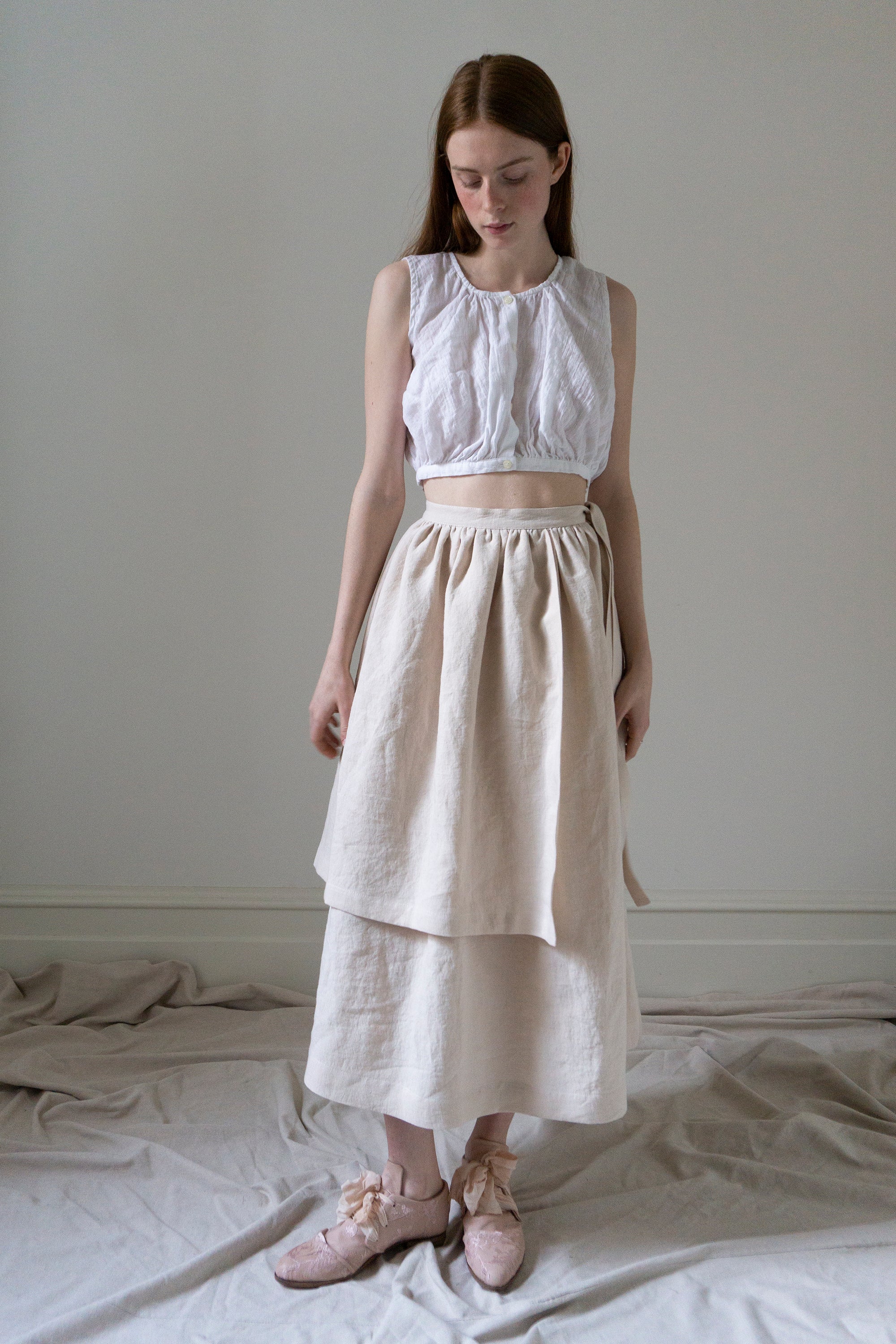 Solange Linen Skirt - Powder