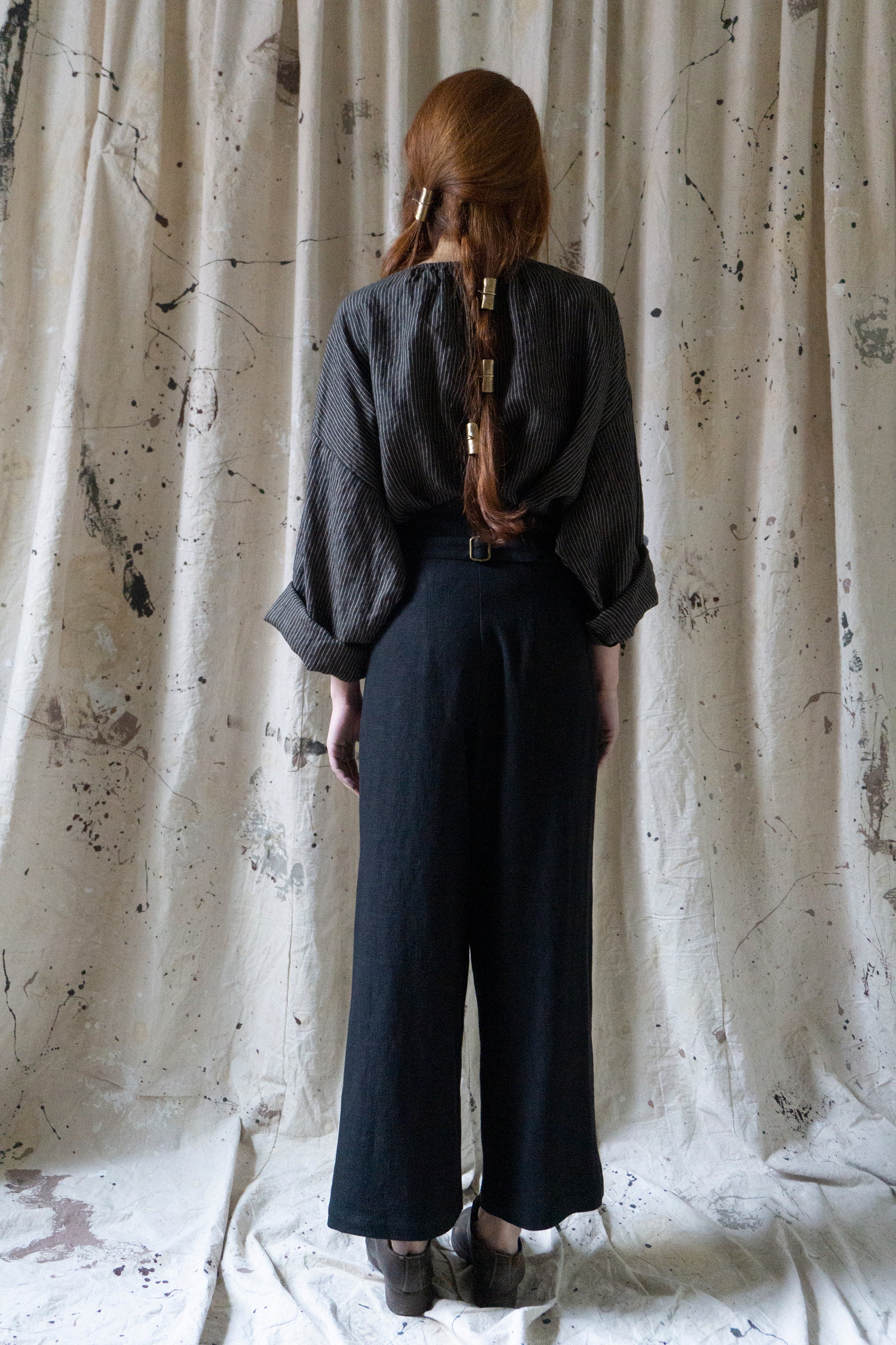 Davis Linen Trousers - Black