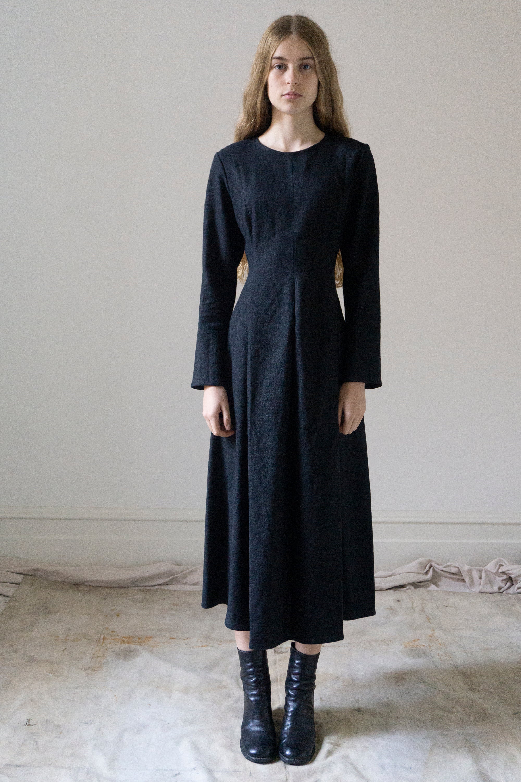 Theodora Linen Dress - Black