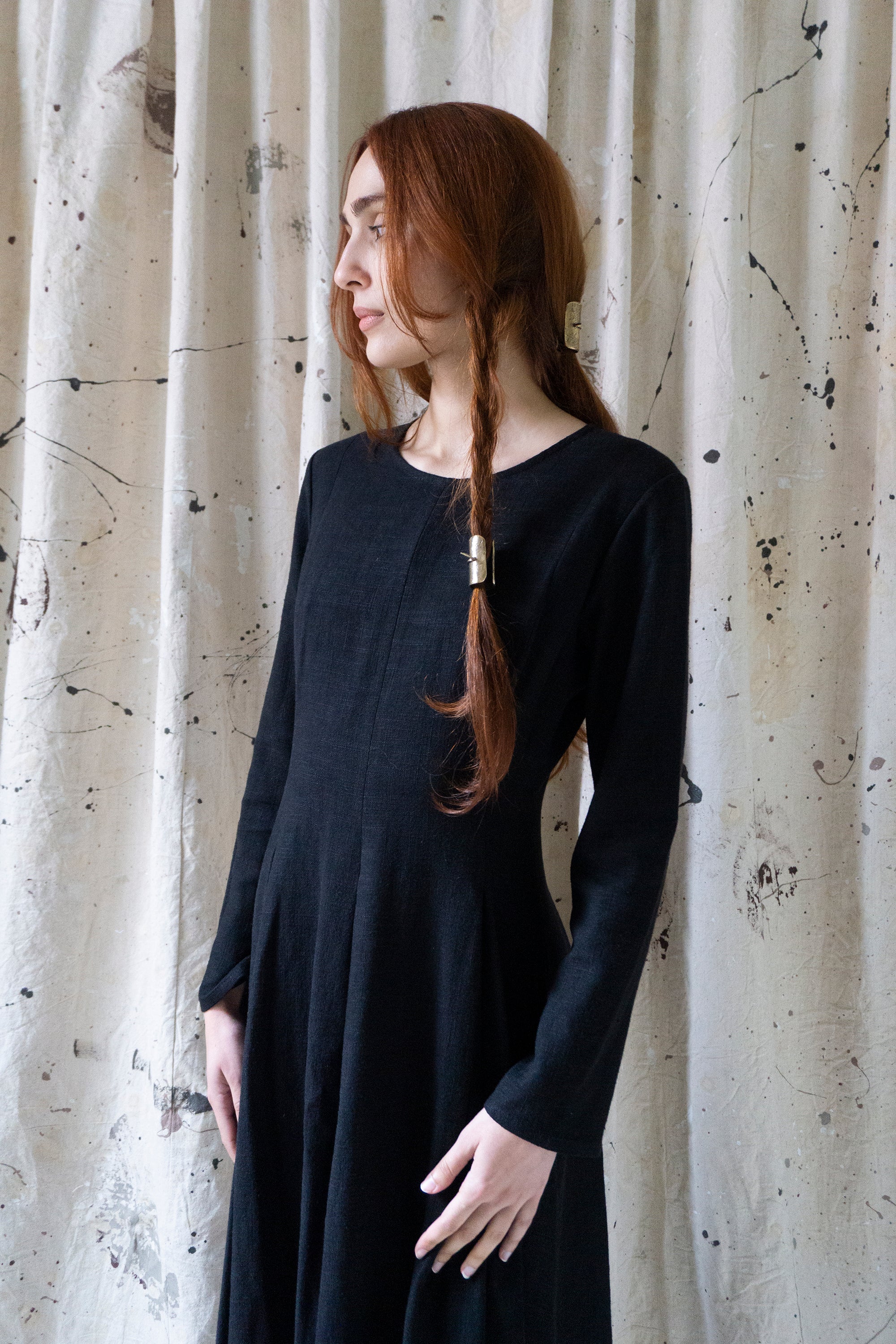Robe en lin Theodora - Noir