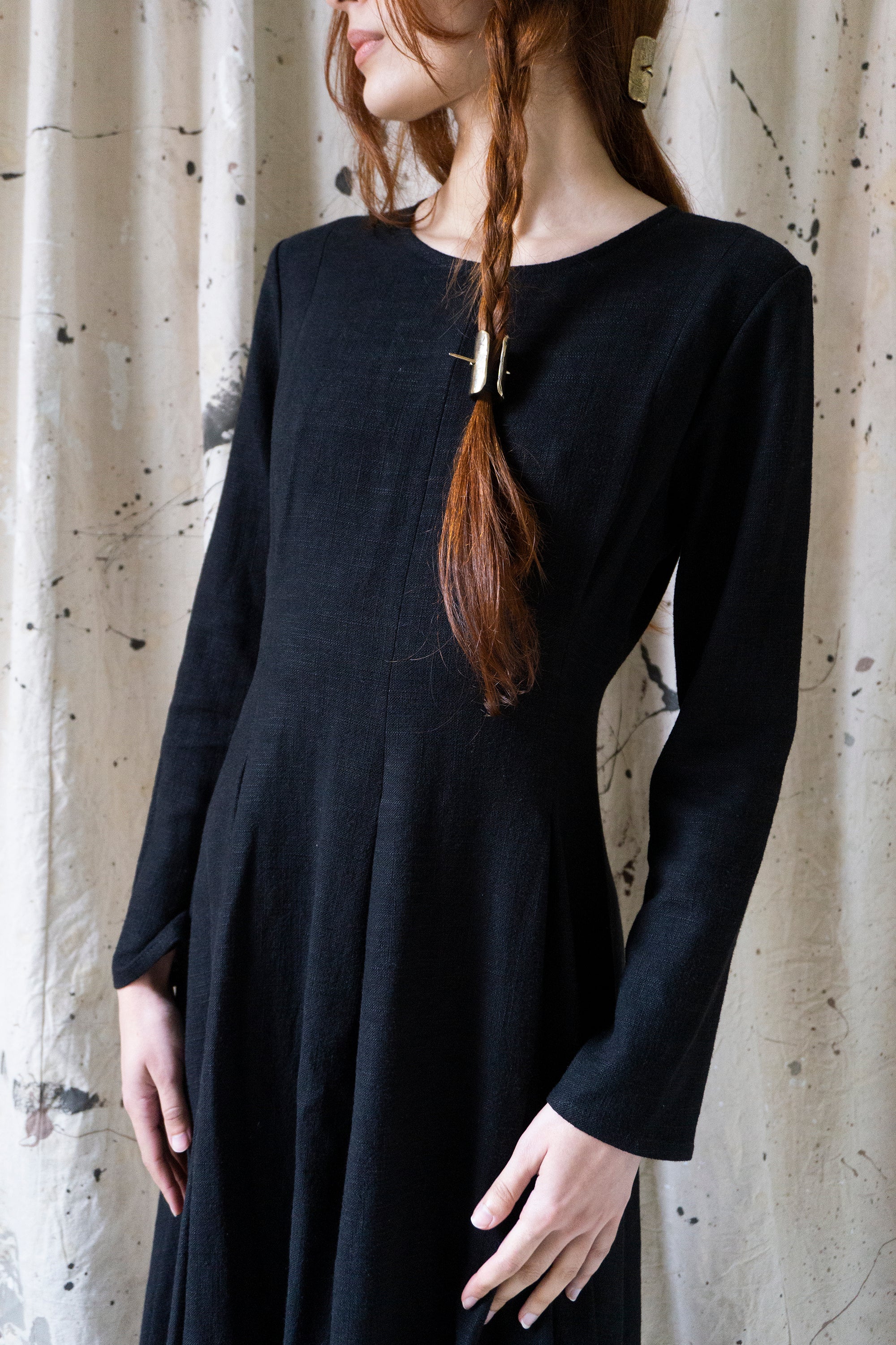 Robe en lin Theodora - Noir