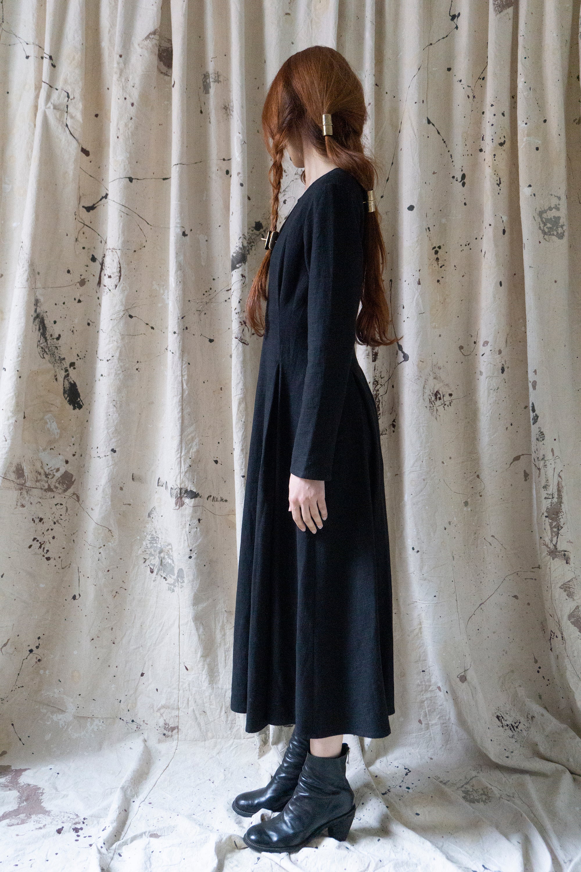 Robe en lin Theodora - Noir