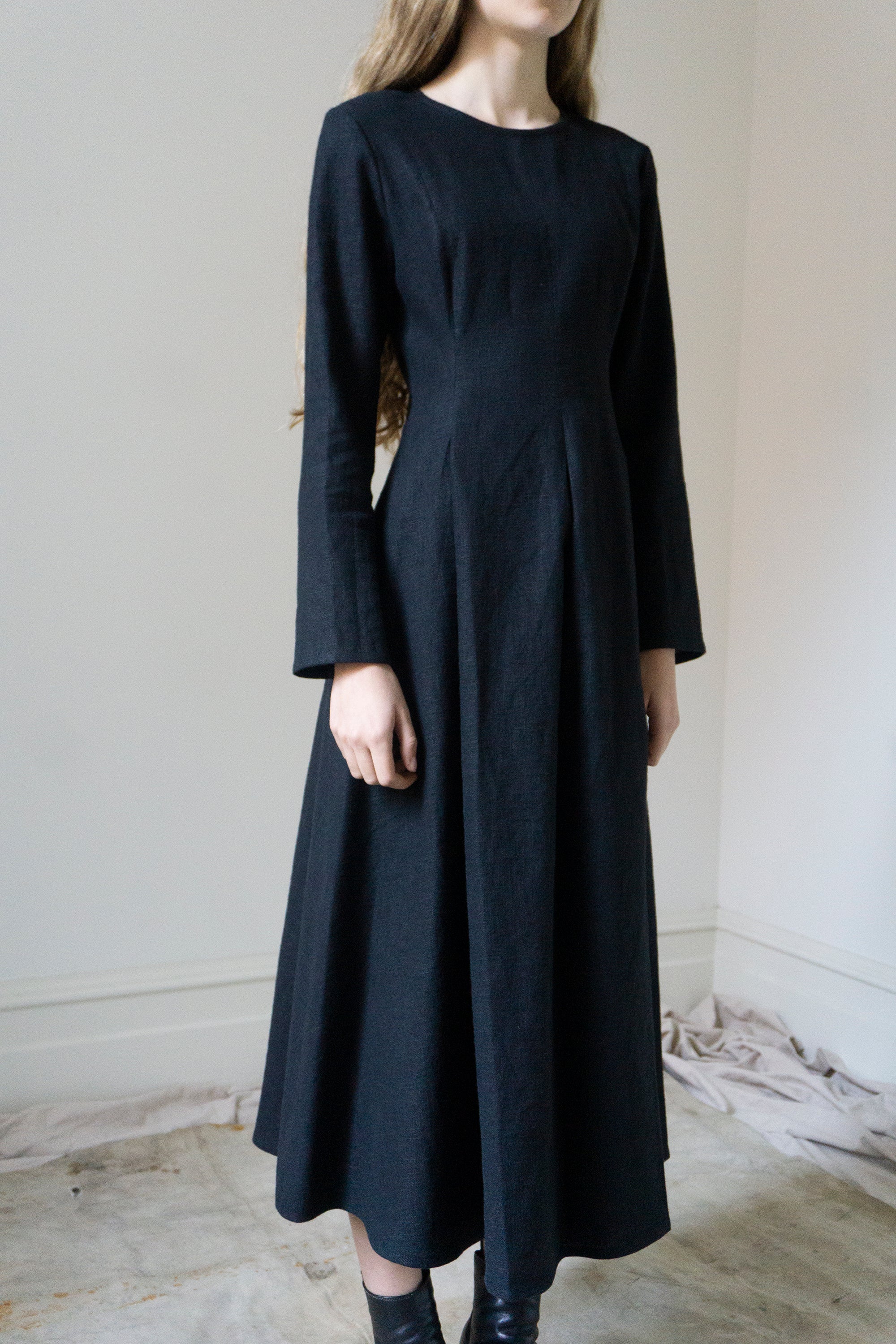 Theodora Linen Dress - Black