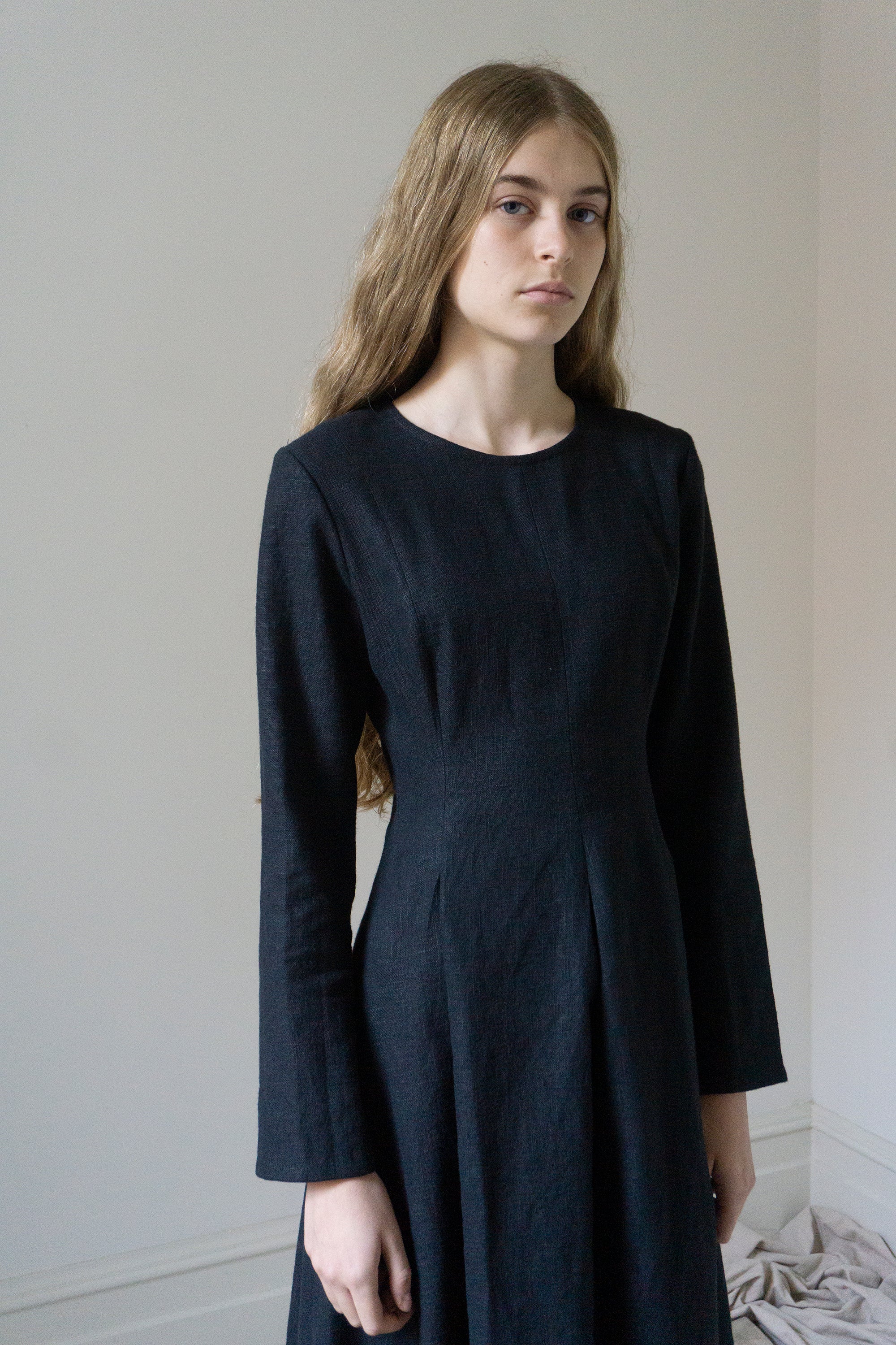 Theodora Linen Dress - Black