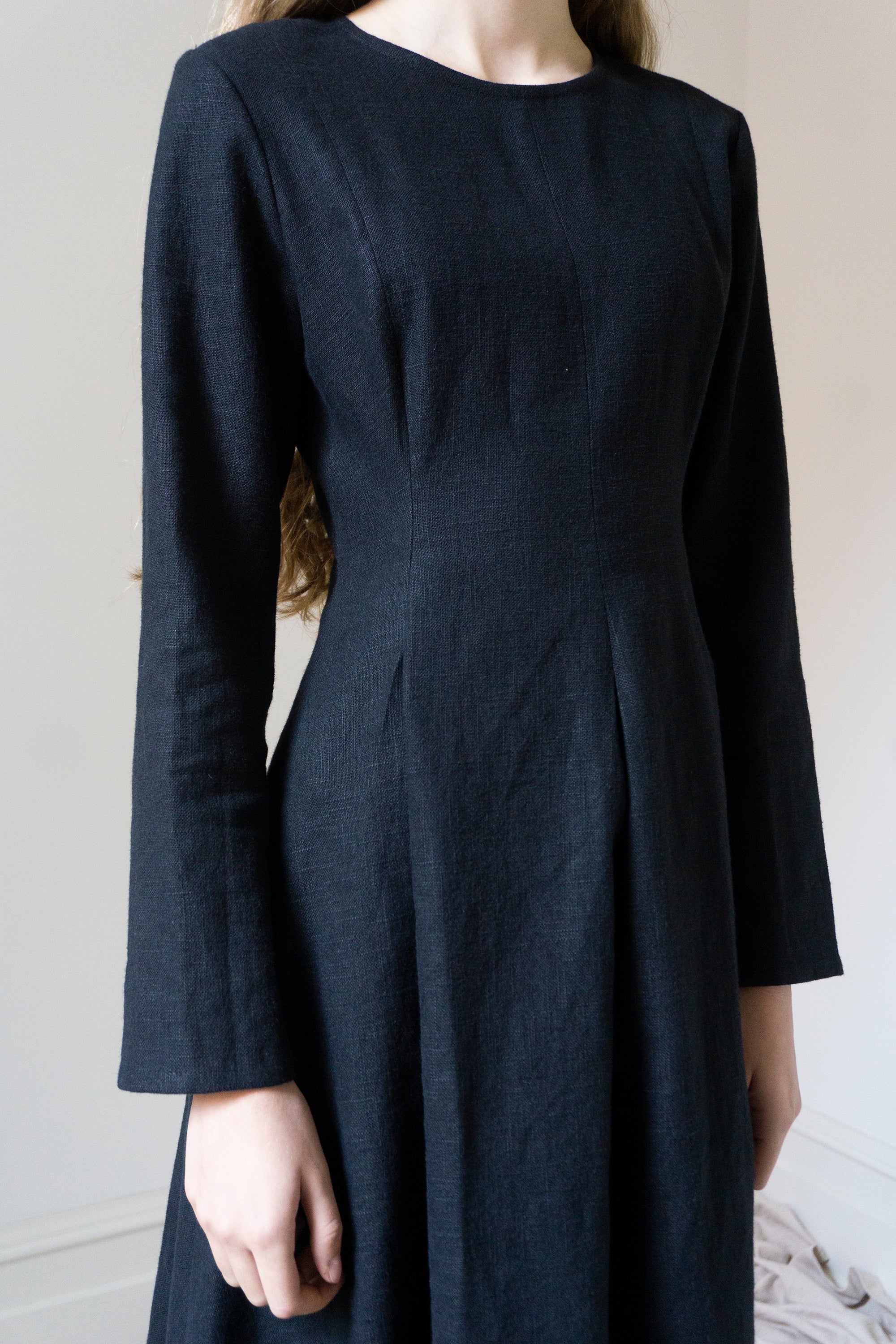 Theodora Linen Dress - Black