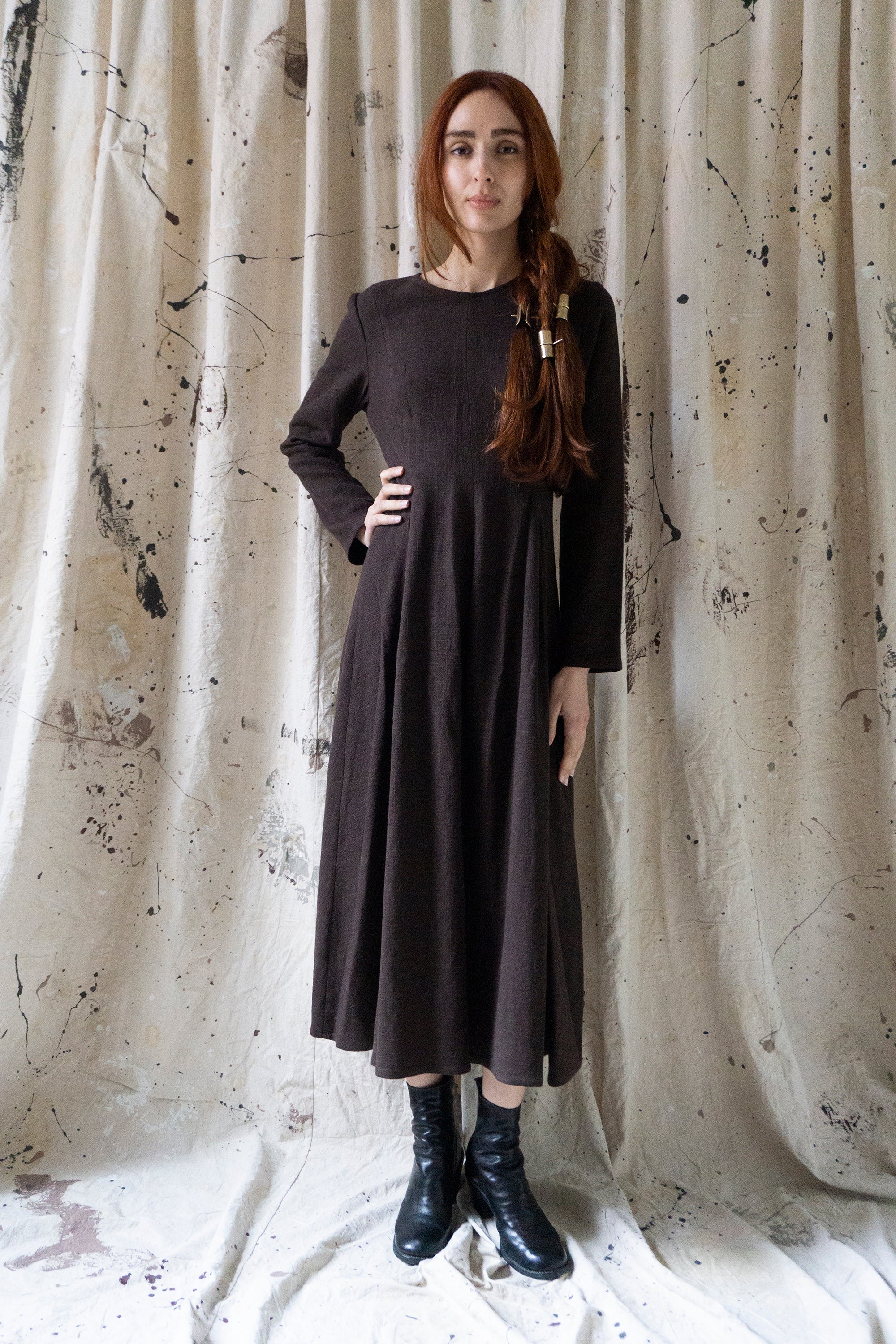 Robe en lin Theodora - Clou de girofle