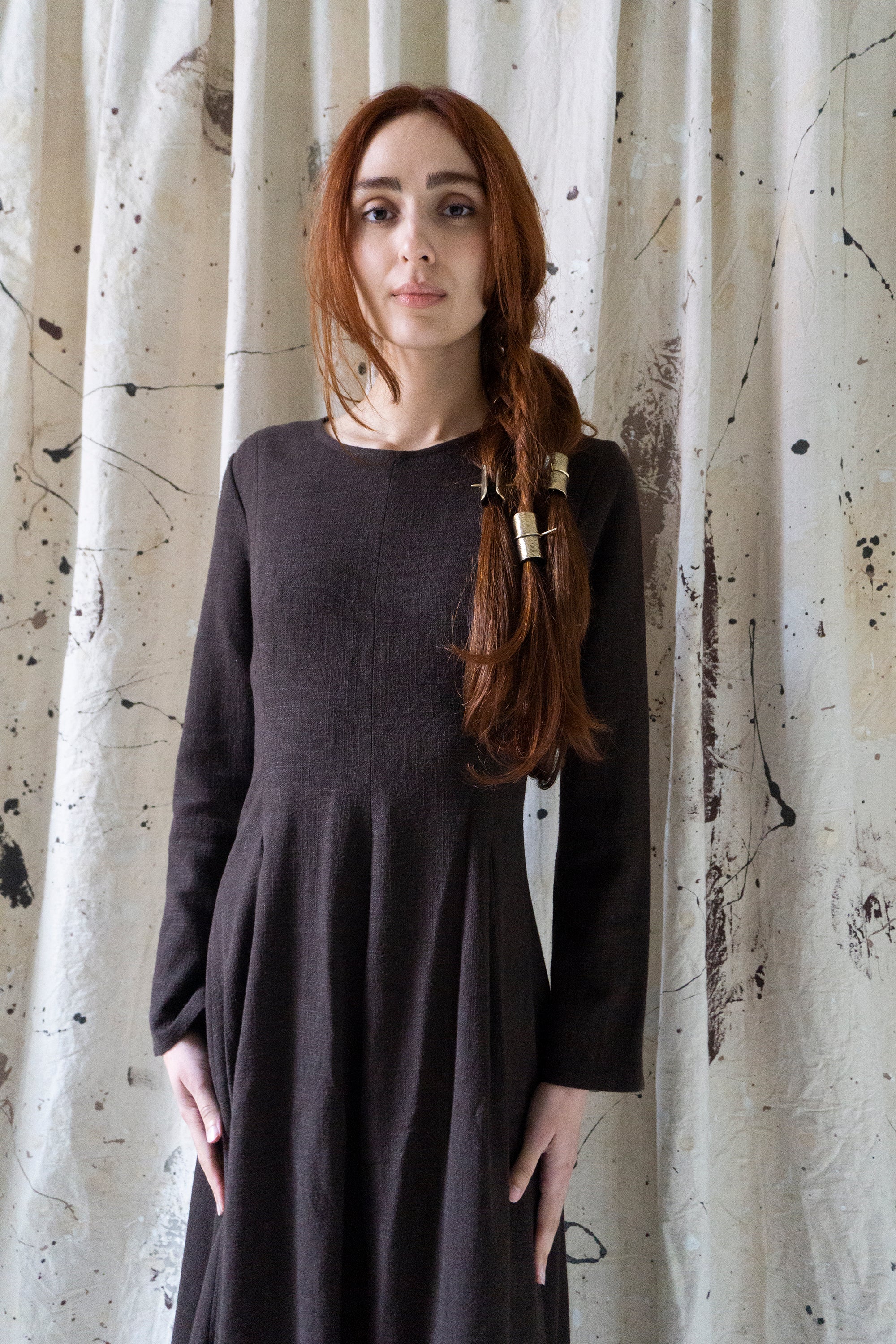Robe en lin Theodora - Clou de girofle