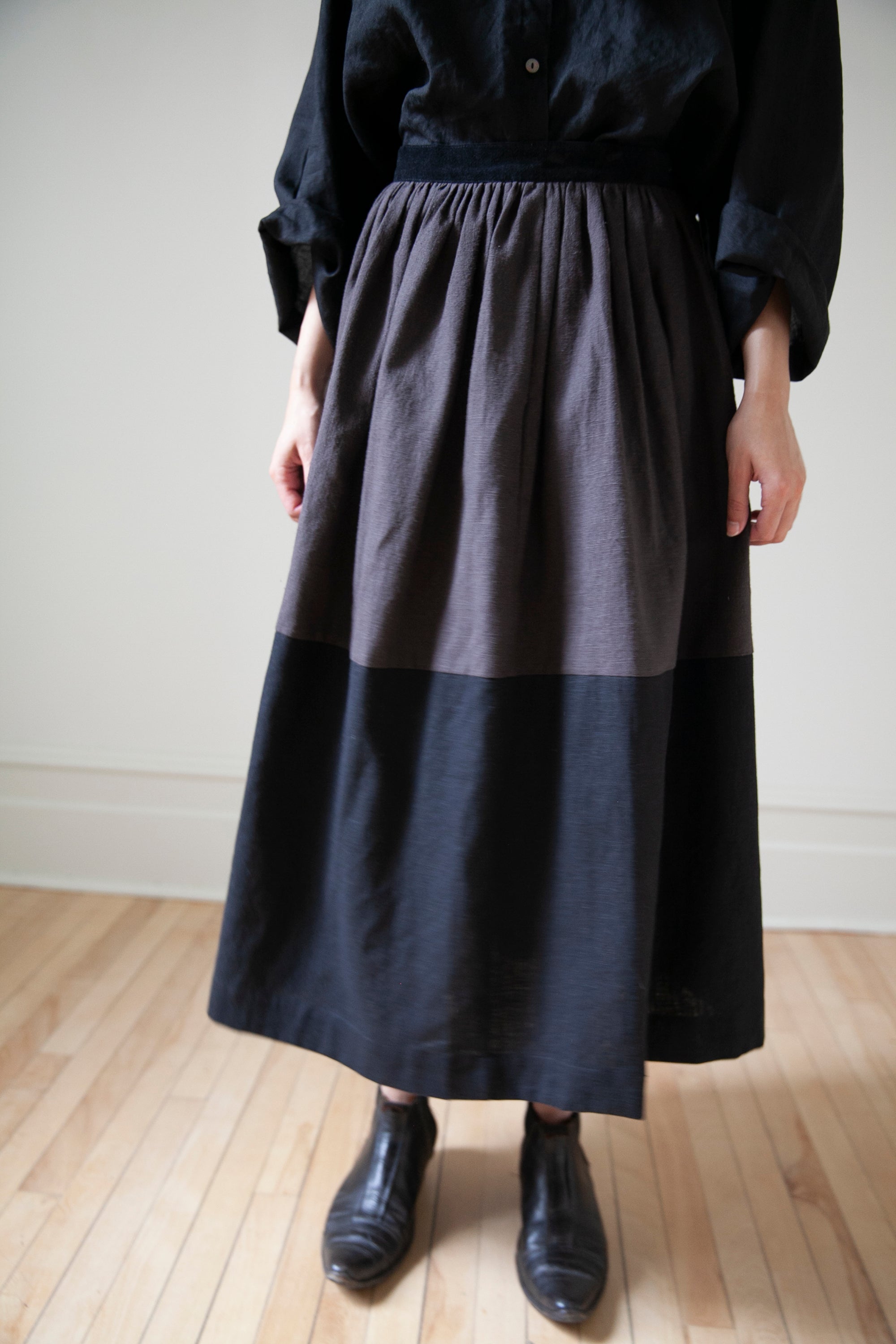 Two-Tone Linen Skirt