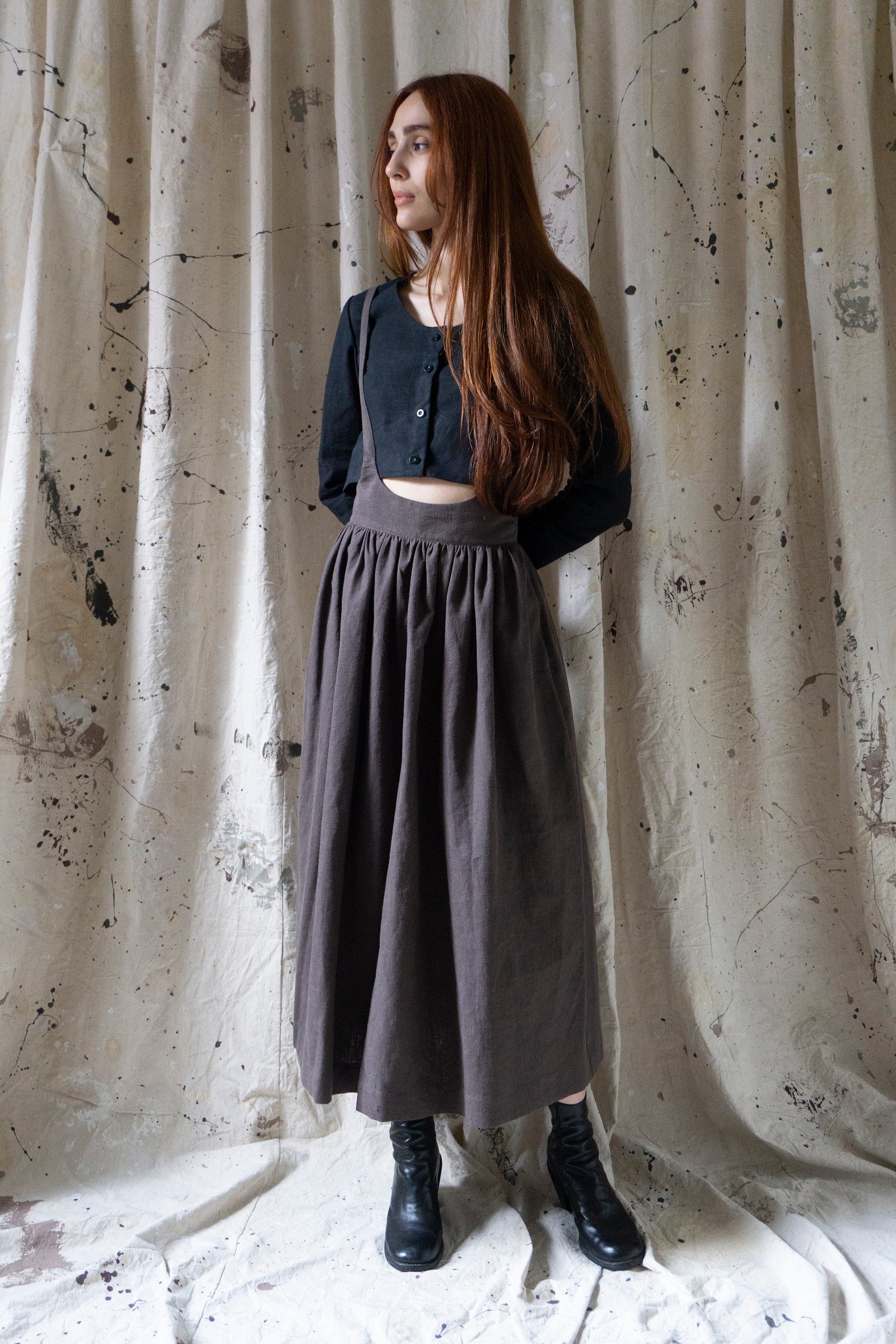 Ursula Skirt - Brown Linen