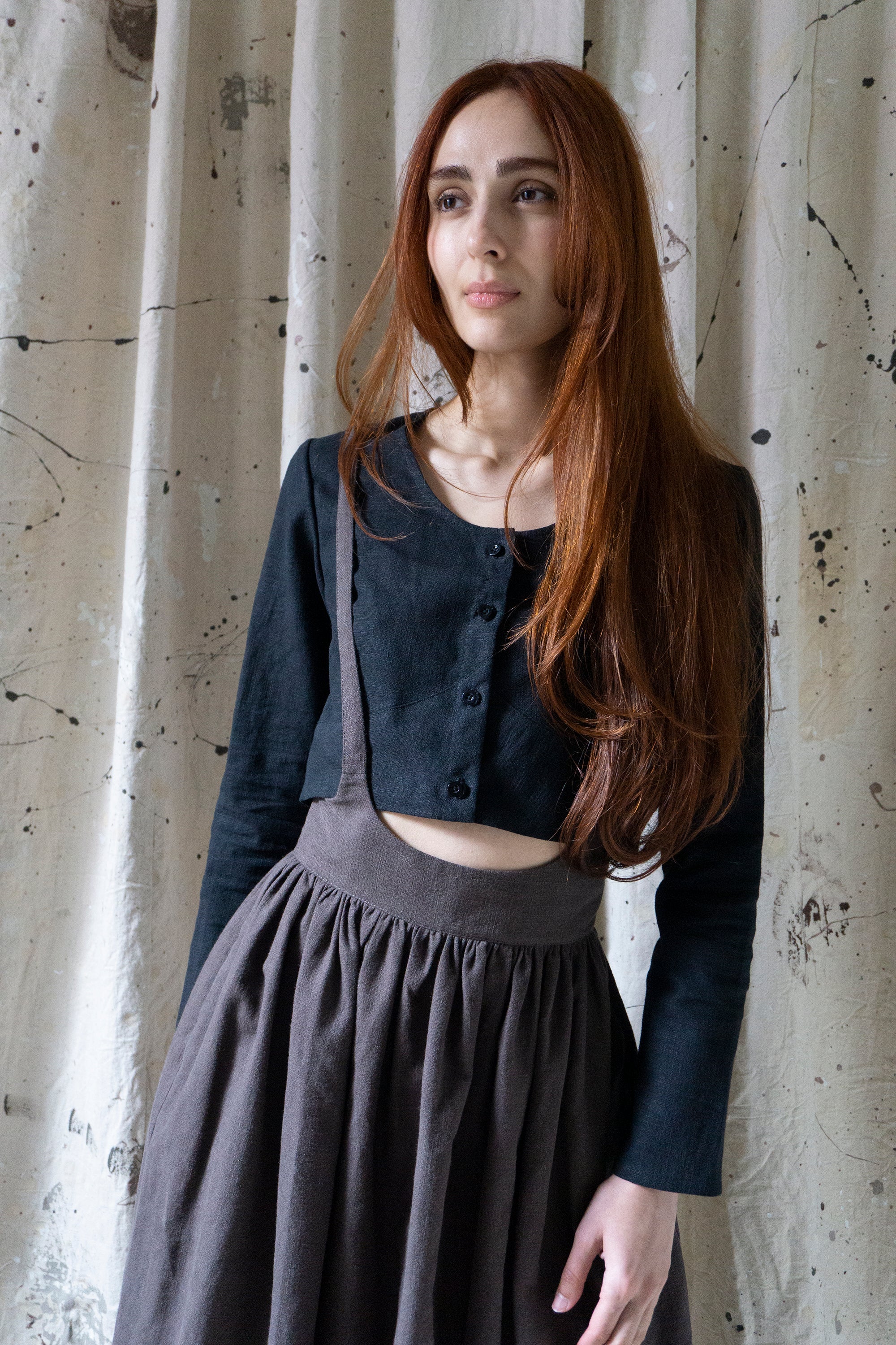 Ursula Skirt - Brown Linen