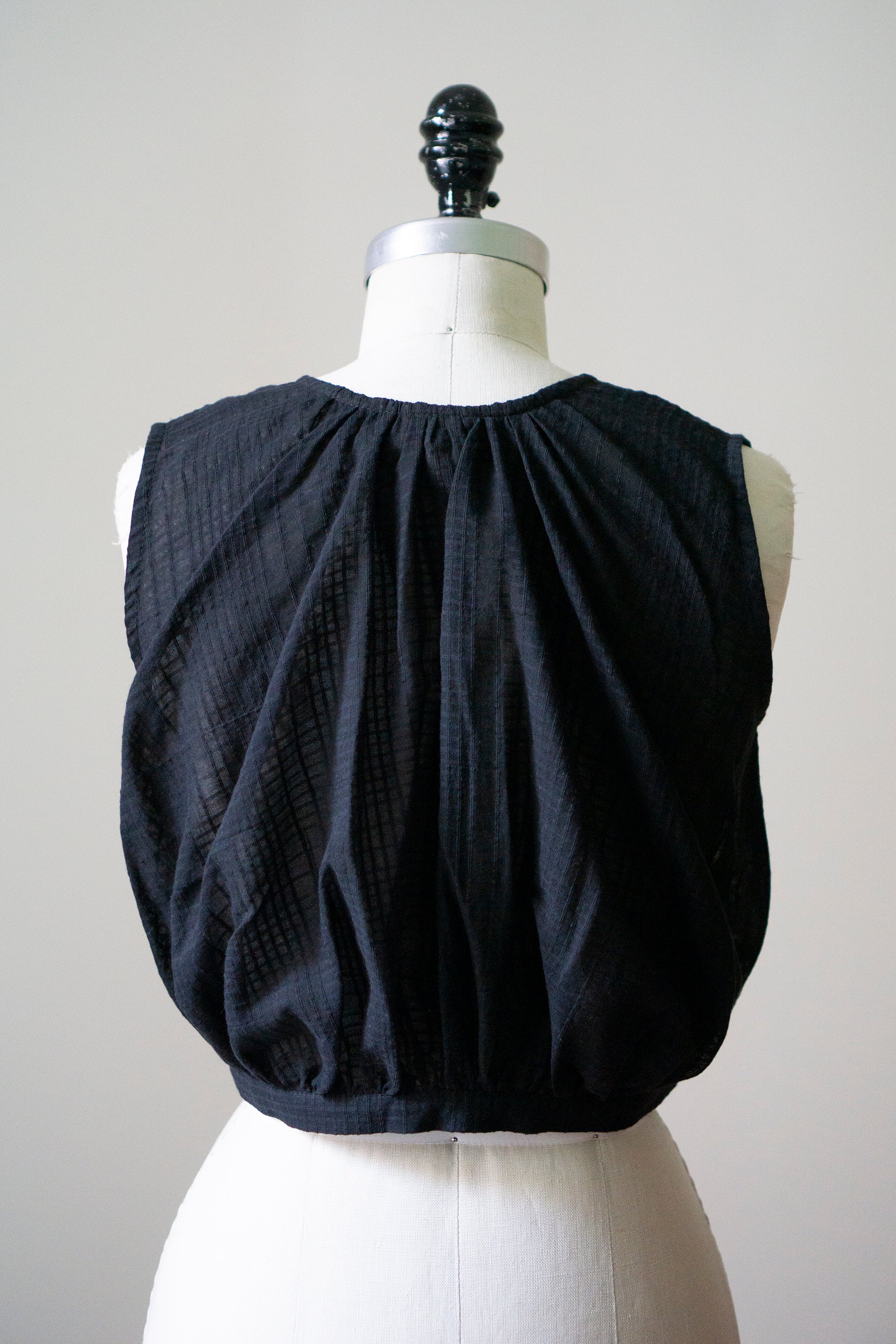 Viola Linen Top - Black Cotton