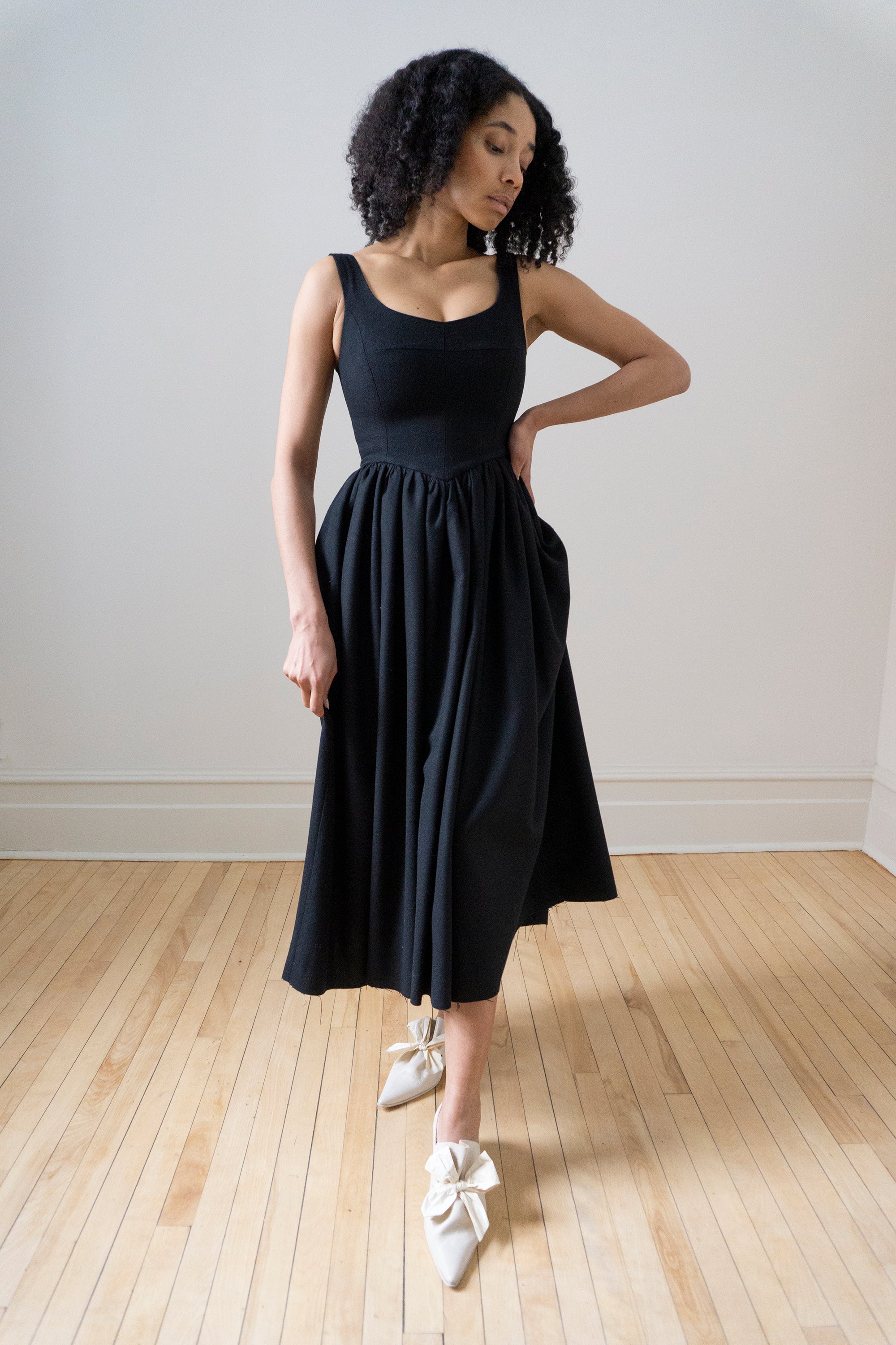 Hemlock Dress - Black Wool (SIZE XS)