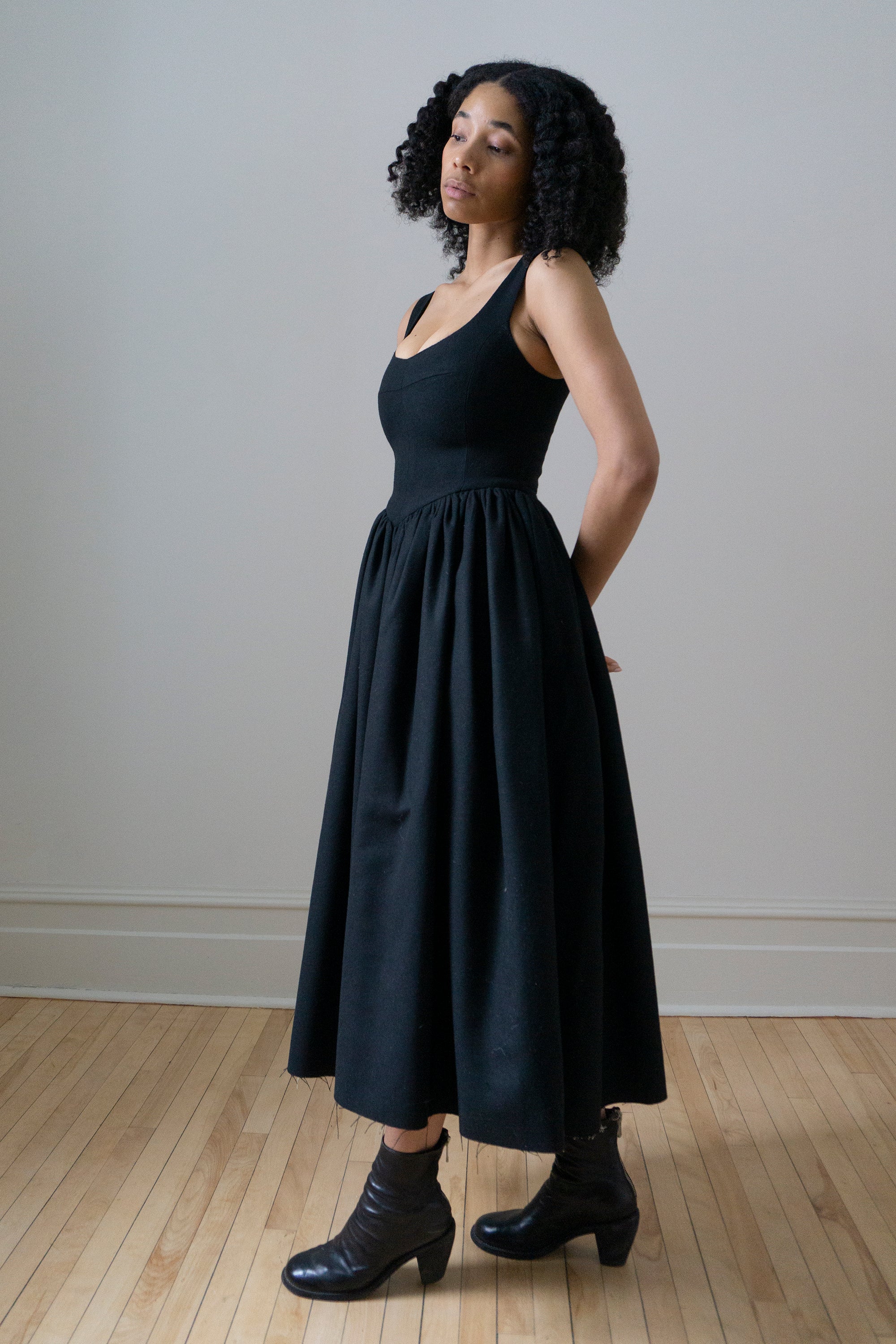 Hemlock Dress - Black Wool with Cotton Lining