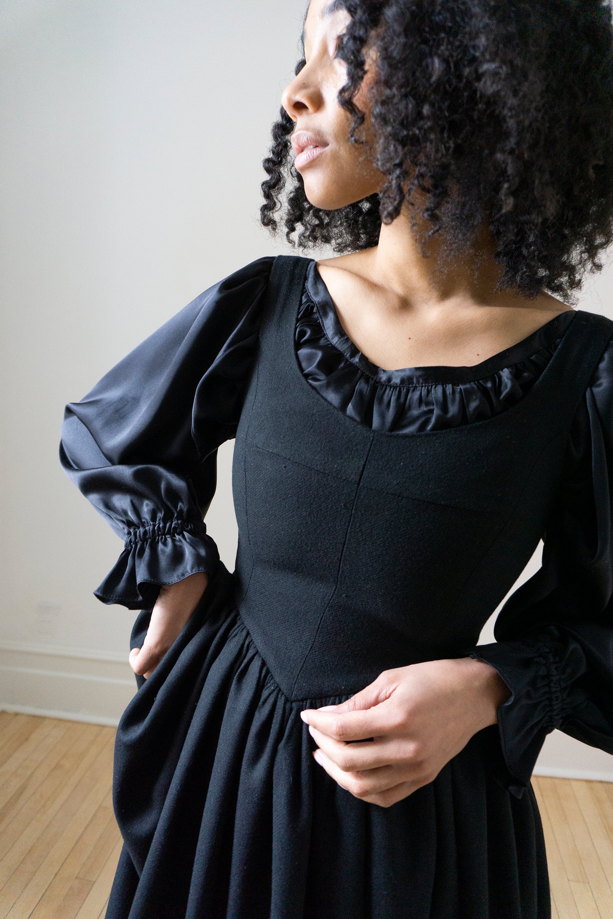 Hemlock Dress - Black Wool (SIZE XS)