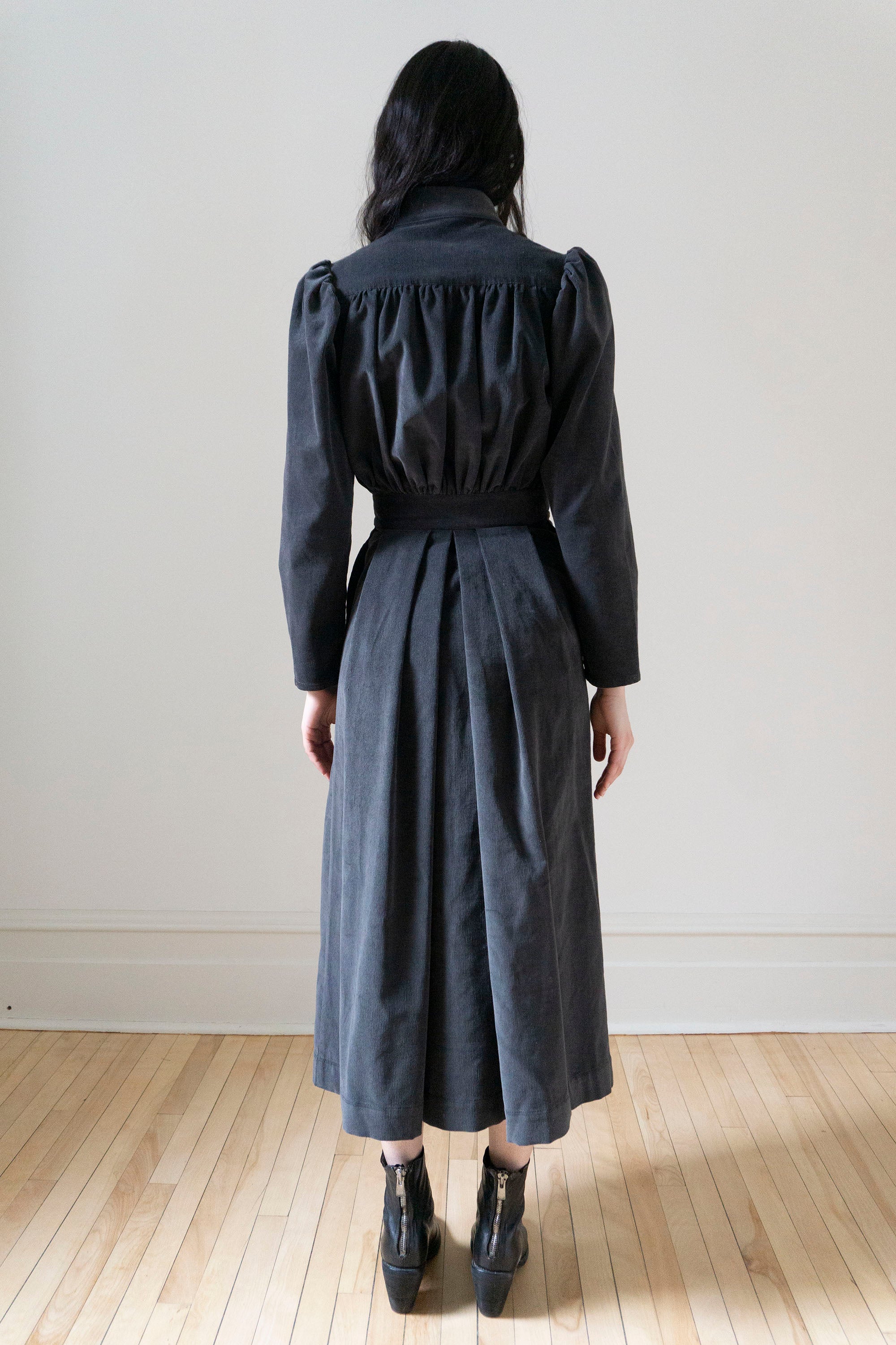 Eugenia Dress - Dark Grey Corduroy