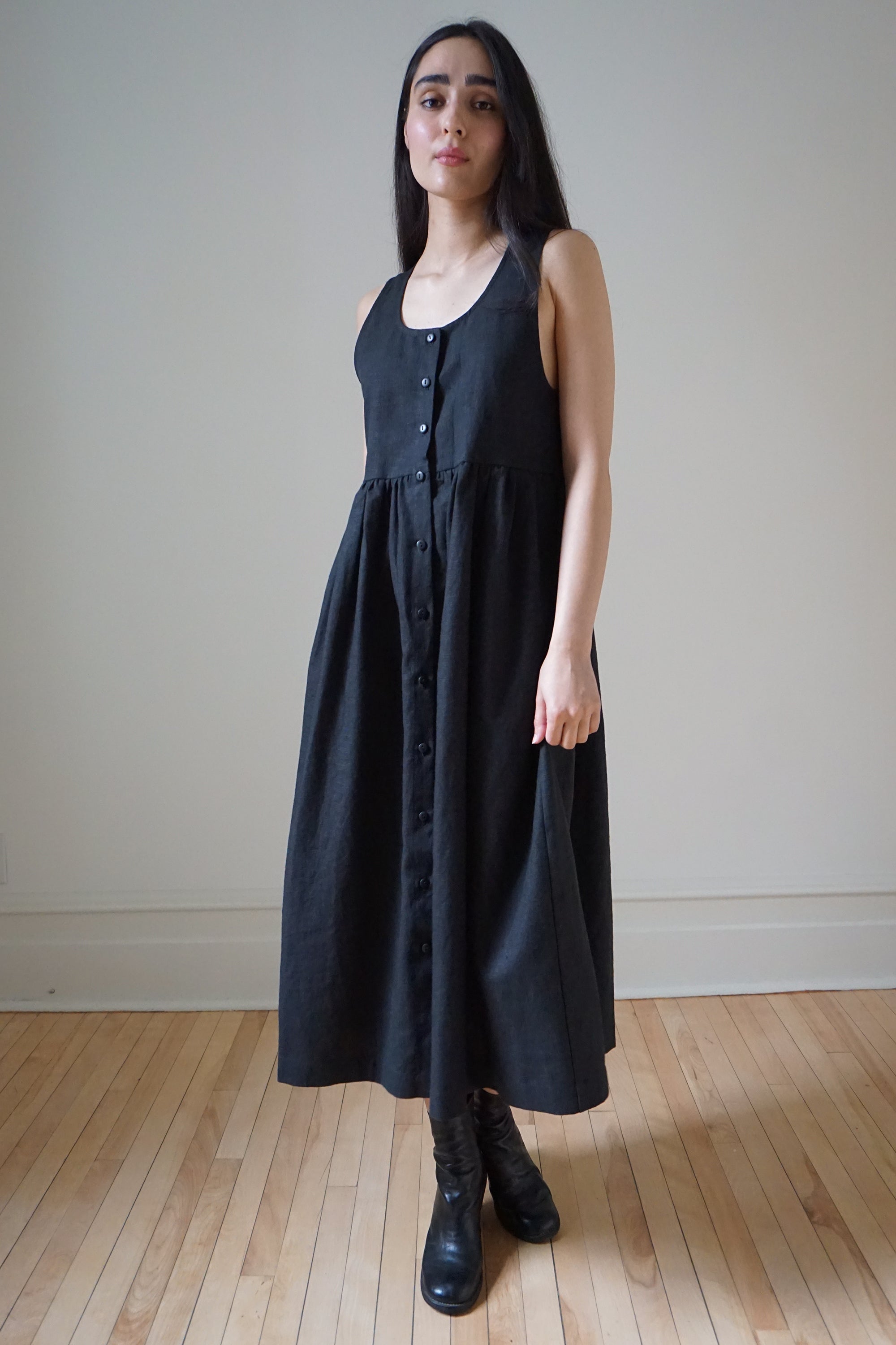 Maryse Linen Dress - Black